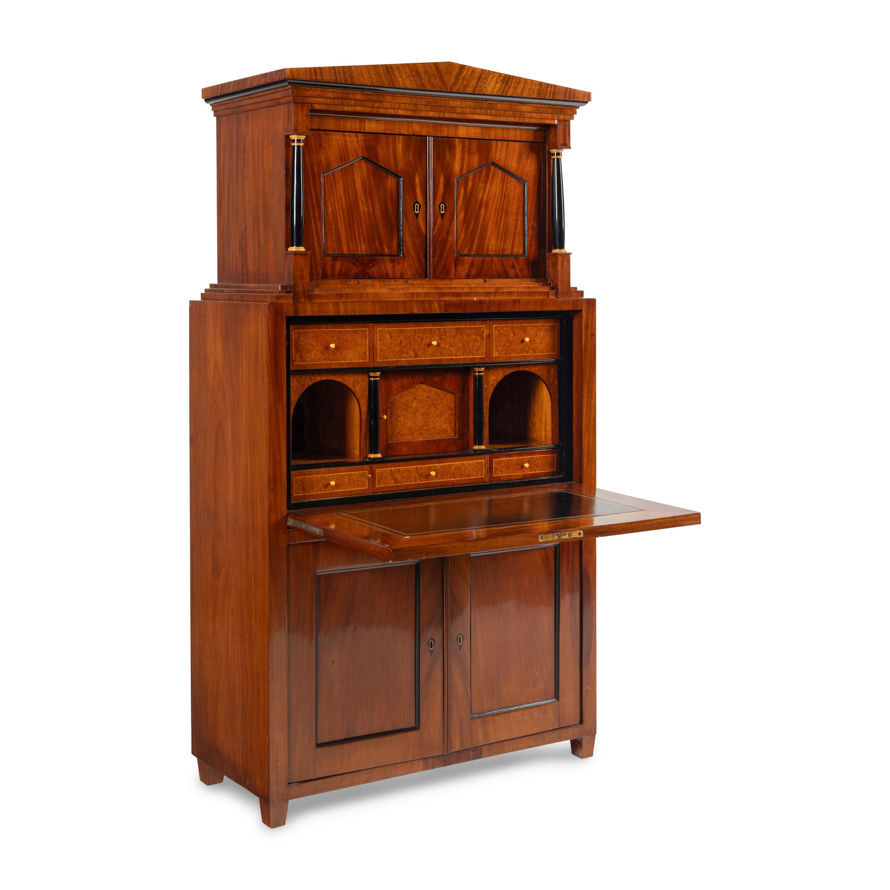 An Austrian Neoclassical Part-Ebonized Mahogany Bureau Cabinet