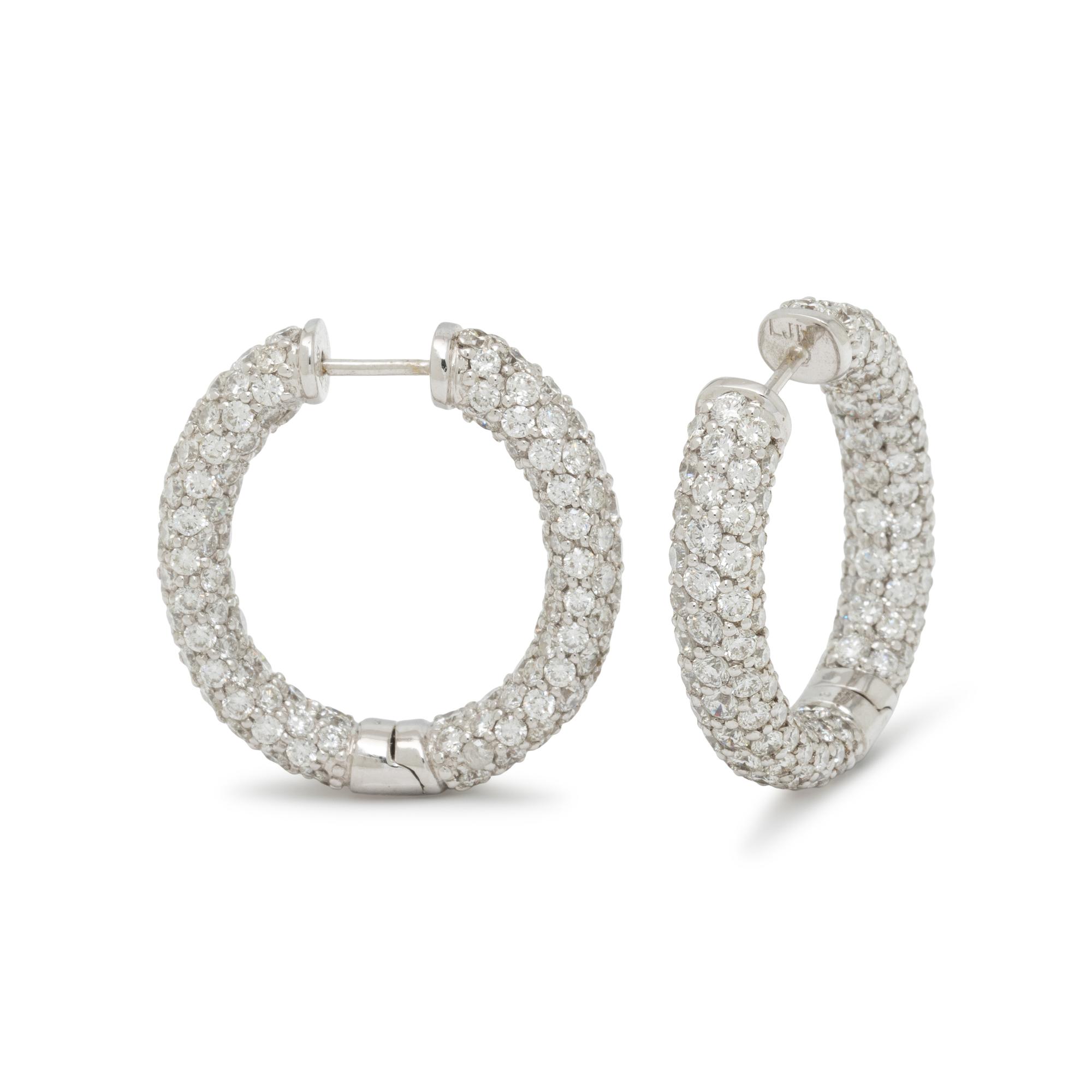 DIAMOND AND WHITE GOLD HOOP EARRINGS