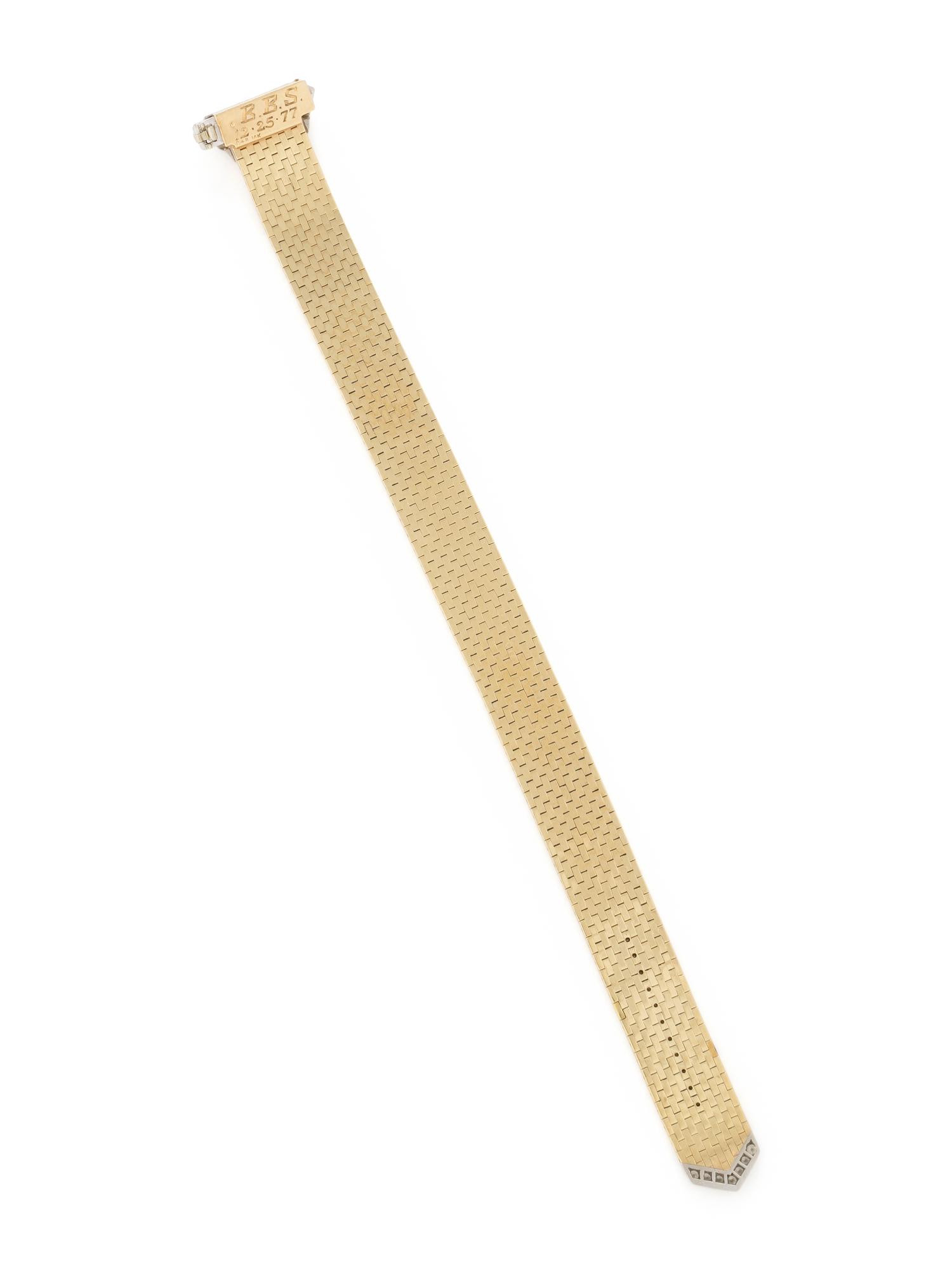 RETRO, BICOLOR GOLD AND DIAMOND BUCKLE BRACELET