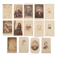 [Lincoln, Abraham] Group of 14 Carte de Visites of Lincoln and Family, incl. cousin Dennis Hanks