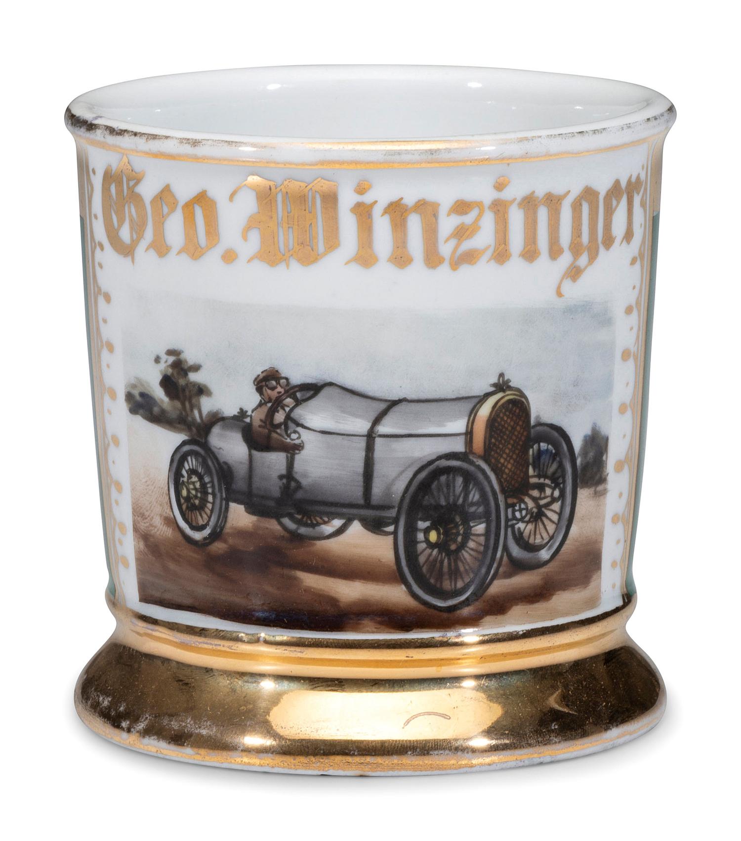 A Race Car Driver's Porcelain Occupational Shaving Mug