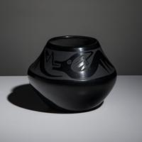 Maria and Santana Martinez (San Ildefonso, 1887-1980 / 1909-2002) — Blackware Pottery Jar, with Avanyu 1954-1956