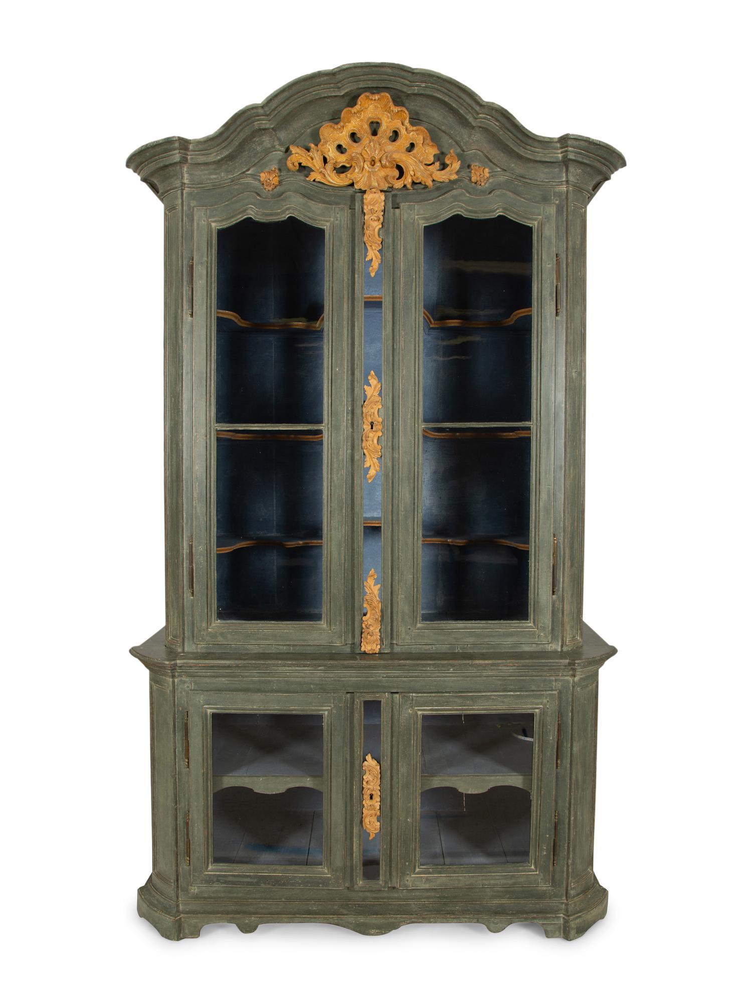 A French or Italian Painted Vitrine Cabinet