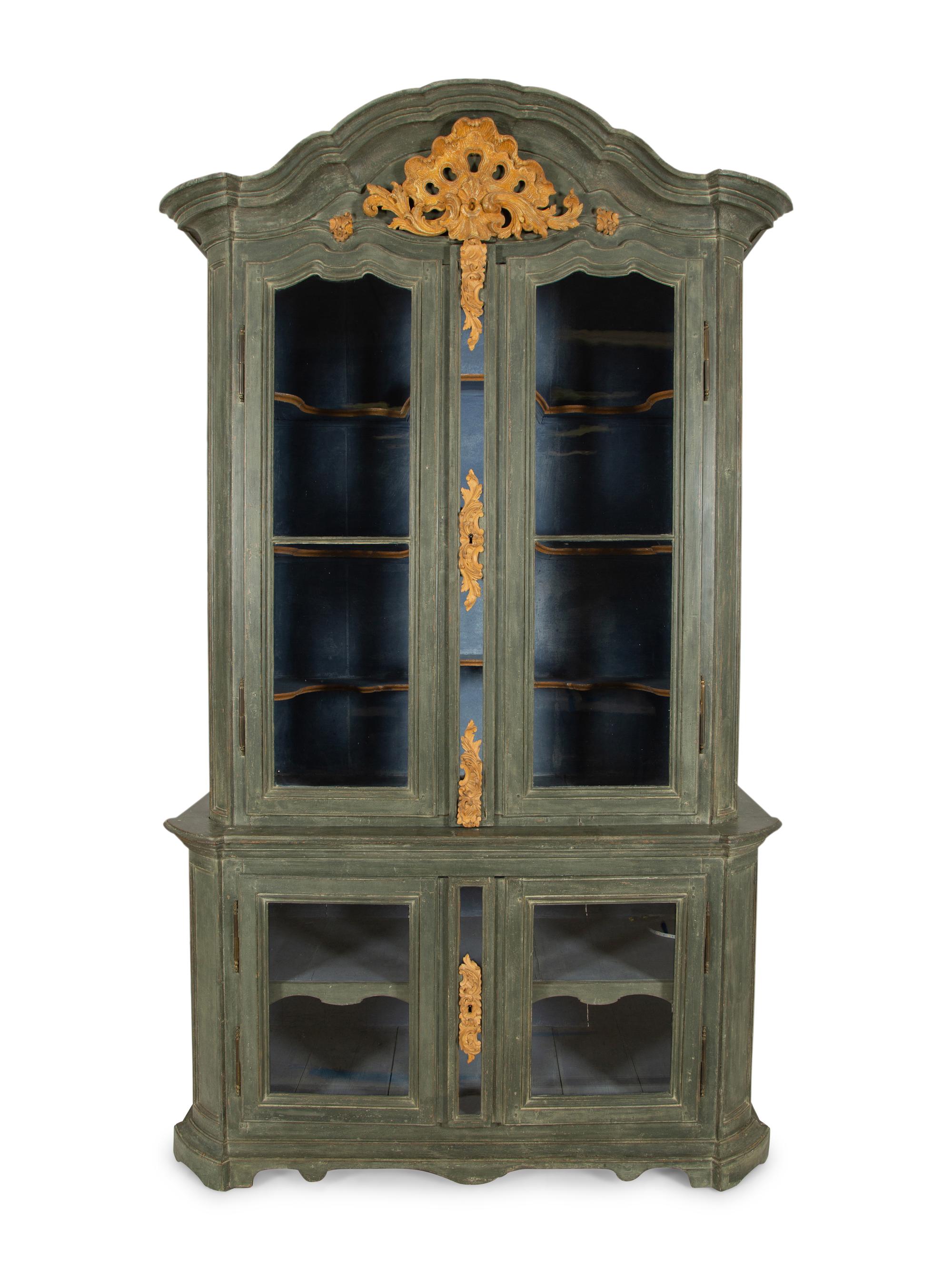 A French or Italian Painted Vitrine Cabinet