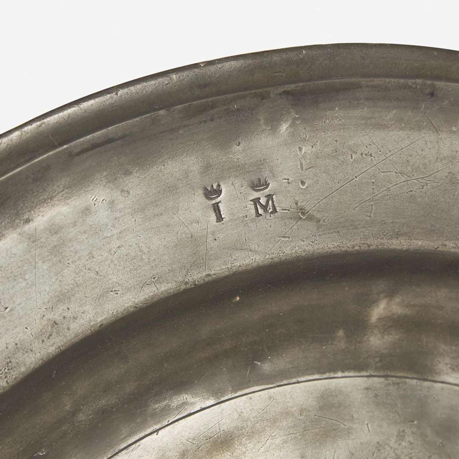 A group of six Delft, tin-glazed earthenware, and pewter tablewares, England, America, and Netherlands, 17th -19th century