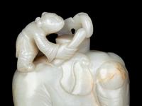 A Pale Celadon Jade 'Boy and Elephant' Group