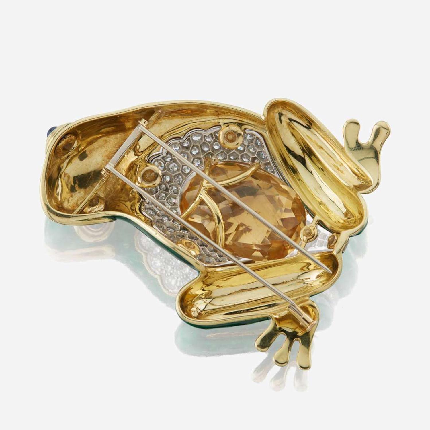 A gold, diamond, and enamel brooch French