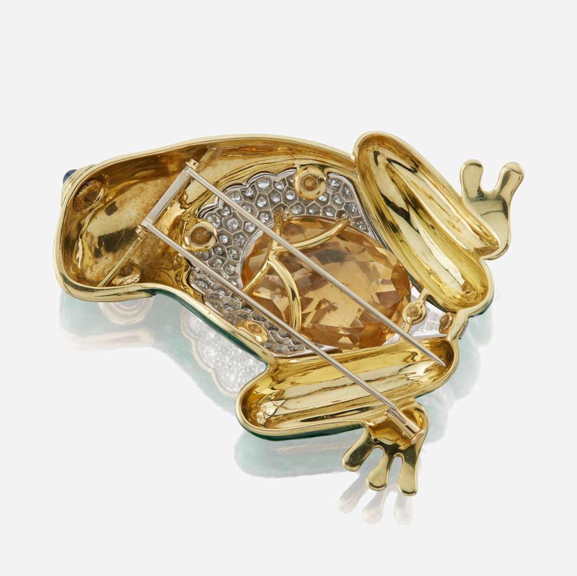 A gold, diamond, and enamel brooch French