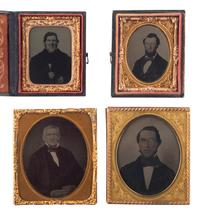 [EARLY PHOTOGRAPHY]. A group of 13 ambrotype and tintype portraits of distinguished gentlemen, highlighted by 5 quarter plate ruby ambrotypes of businessmen presumably representing the same firm.