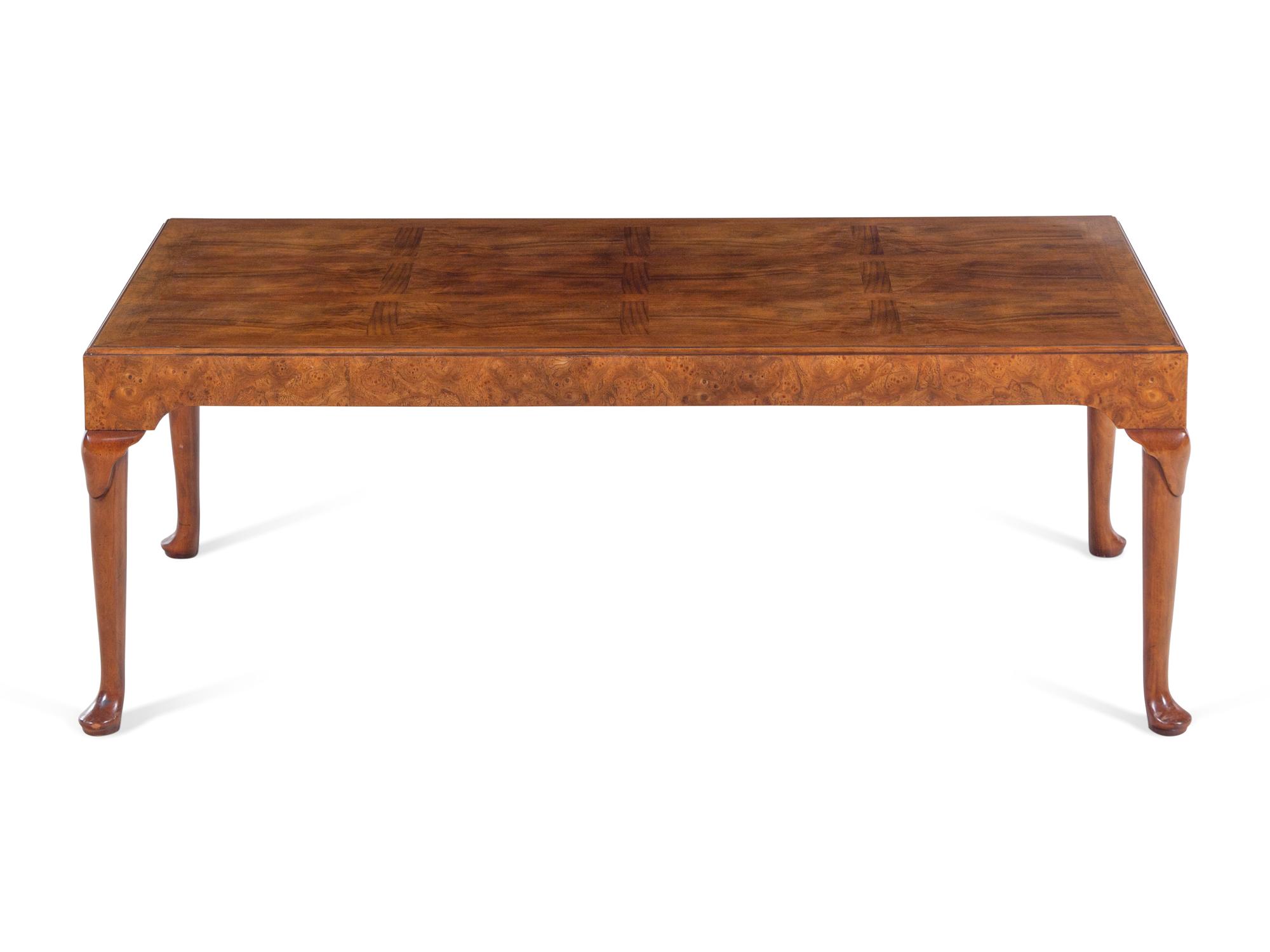 A Queen Anne Style Burlwood Low Table