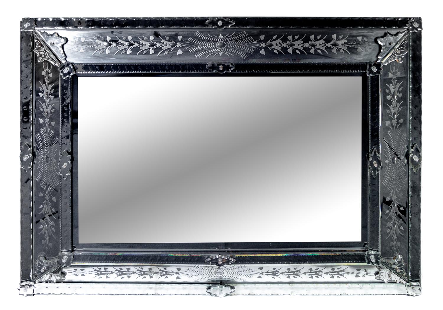 A Venetian Glass Mirror Height 47 1/2 x width 37 inches. — EARLY 20TH CENTURY