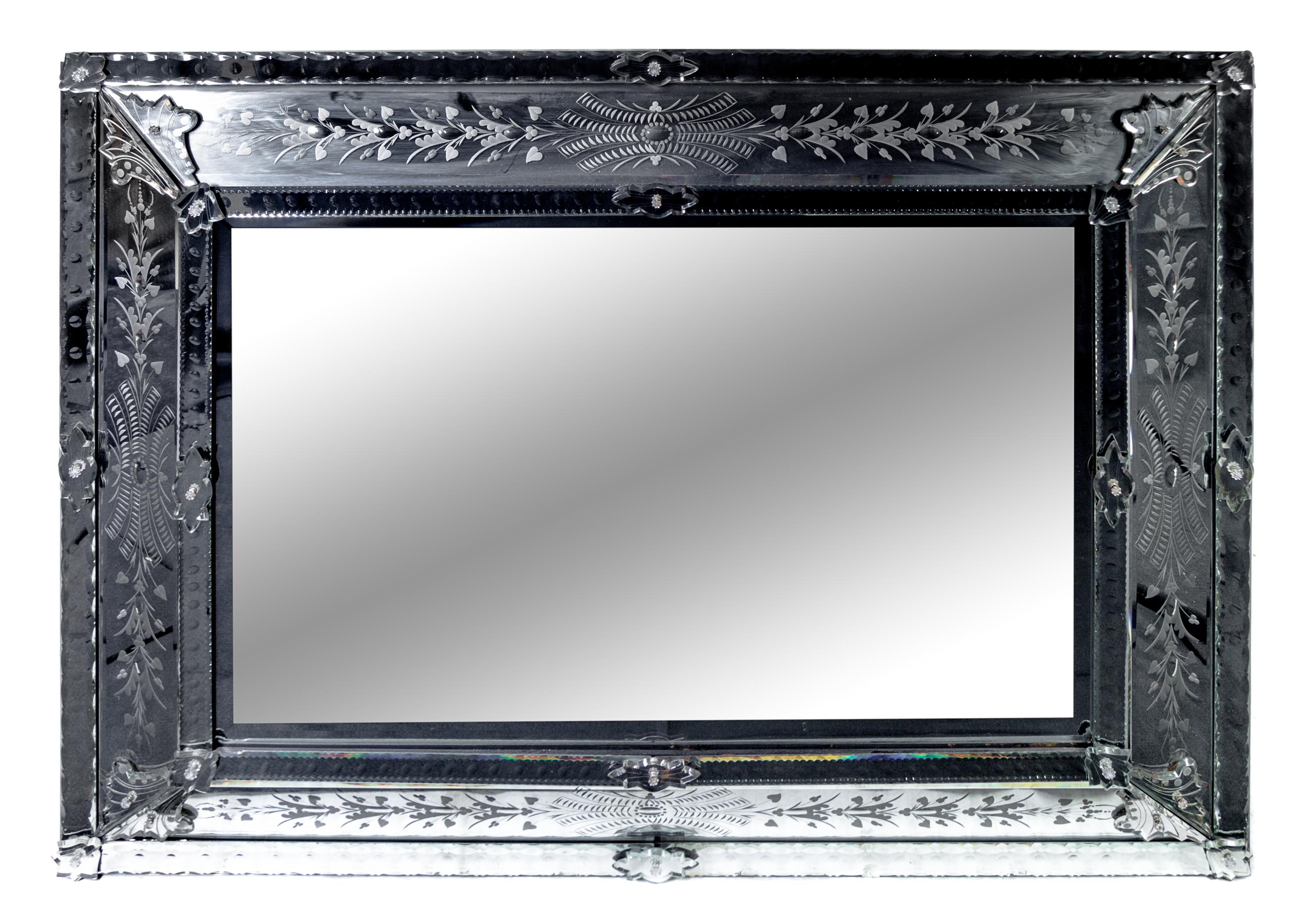 A Venetian Glass Mirror Height 47 1/2 x width 37 inches. — EARLY 20TH CENTURY