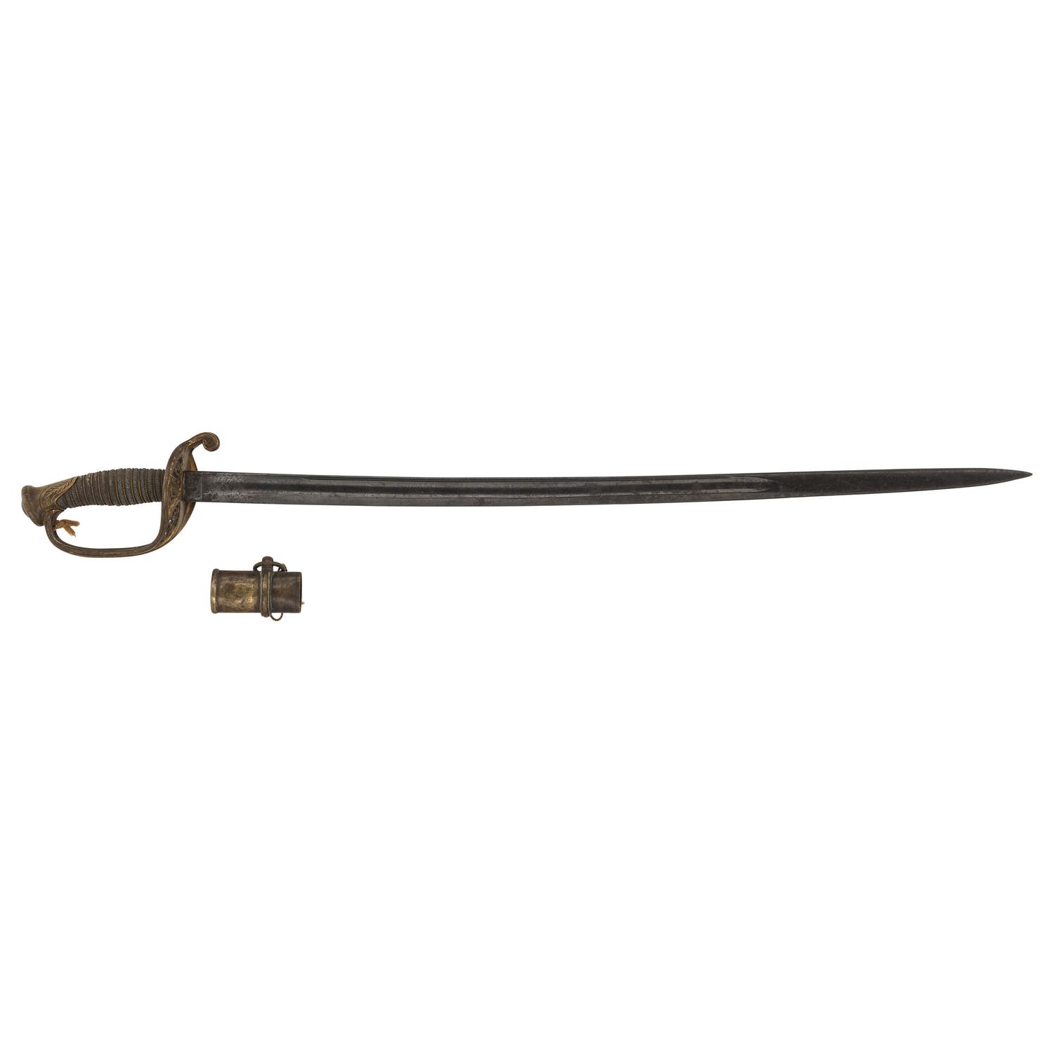 Ames Model 1850 Foot Officer's Sword with Scabbard Throat Inscribed to Captain Samuel Hubbard from the National Blues