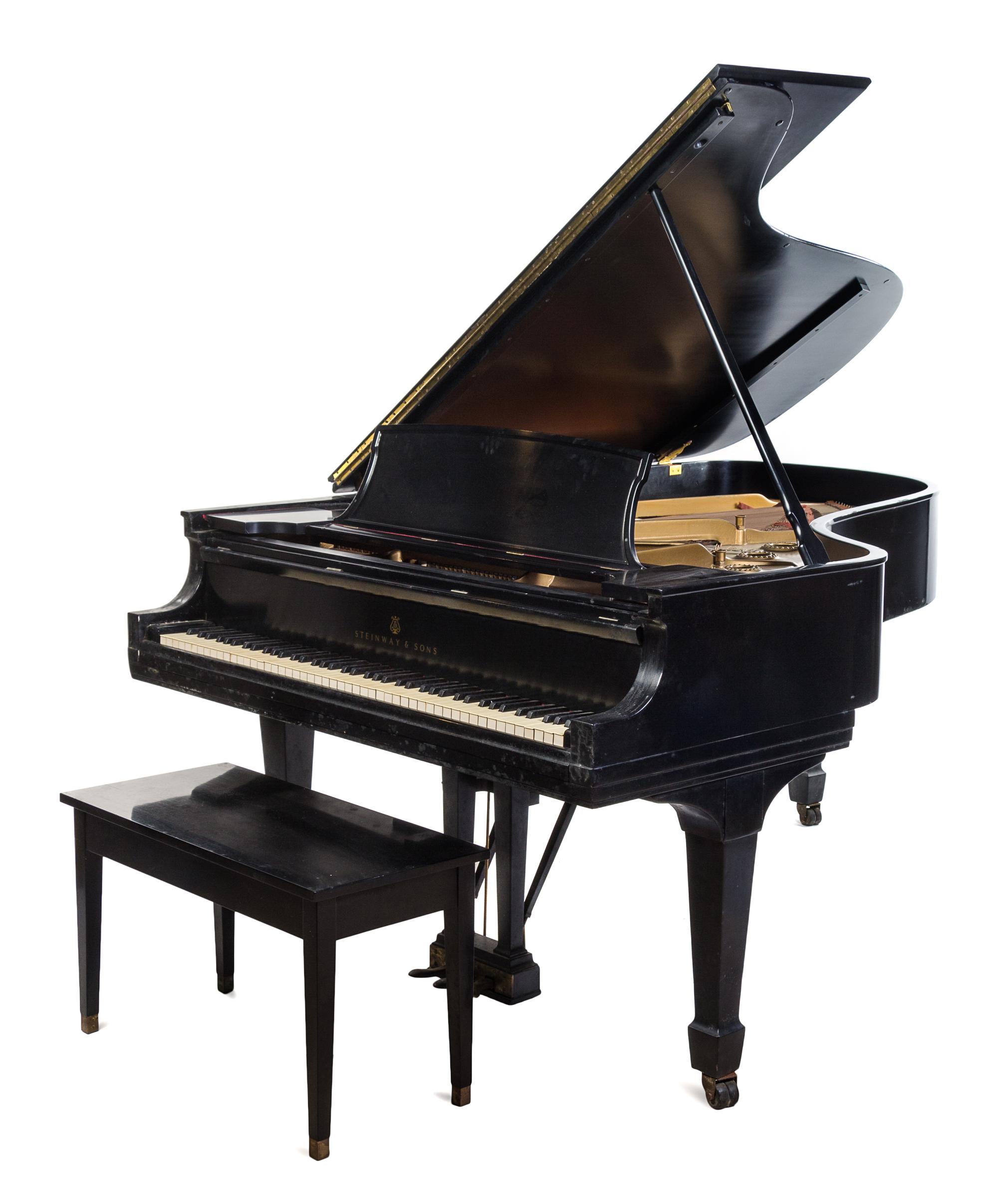 A Steinway & Sons Baby Grand Piano Length 83 1/2 inches.