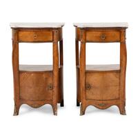 A Pair of Louis XV Style Marble-Top Side Cabinets