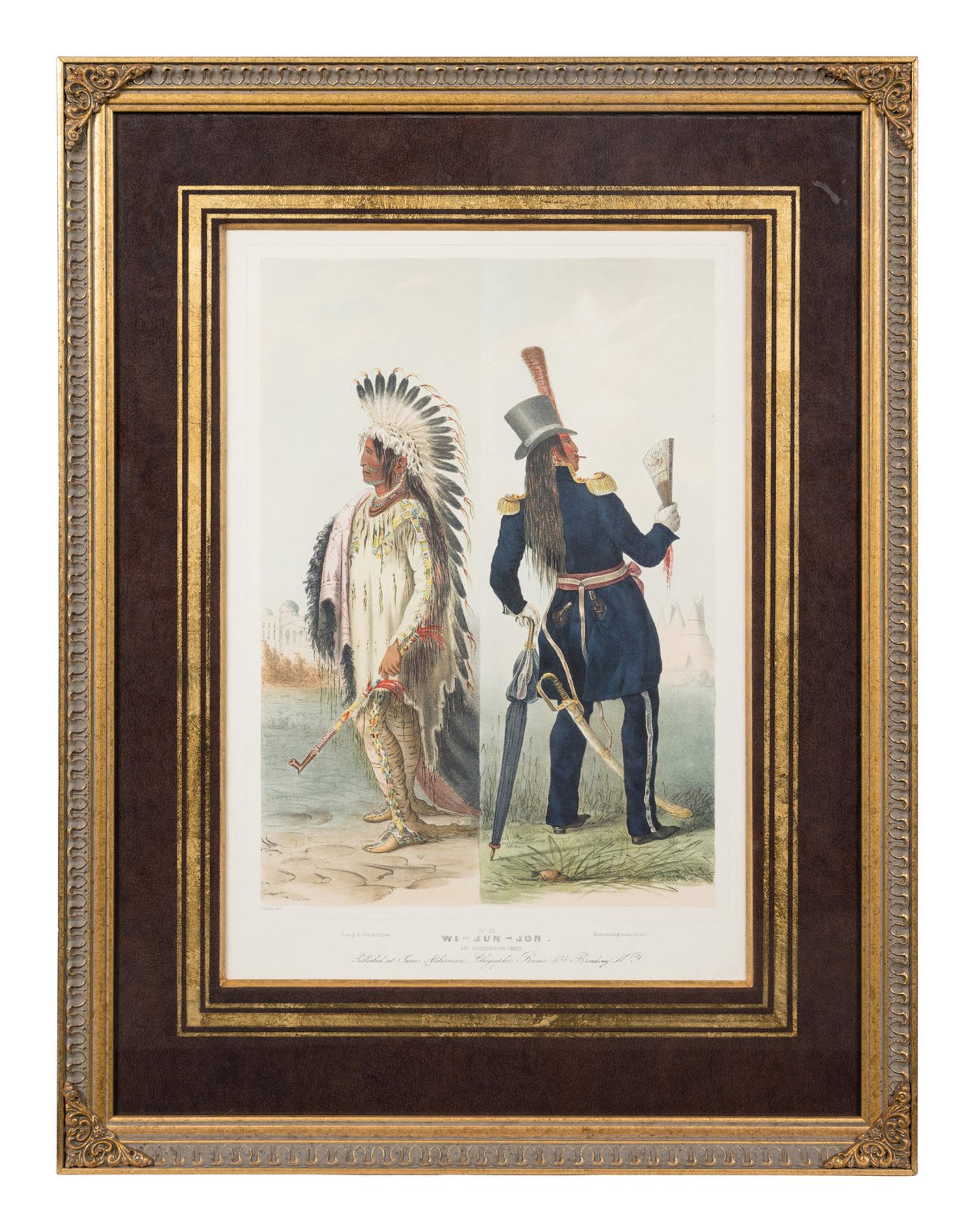 Three Hand-Colored Lithographs by George Catlin (American, 1796-1872) and a Lithograph Published by McKenney and Hall