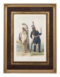 Three Hand-Colored Lithographs by George Catlin (American, 1796-1872) and a Lithograph Published by McKenney and Hall