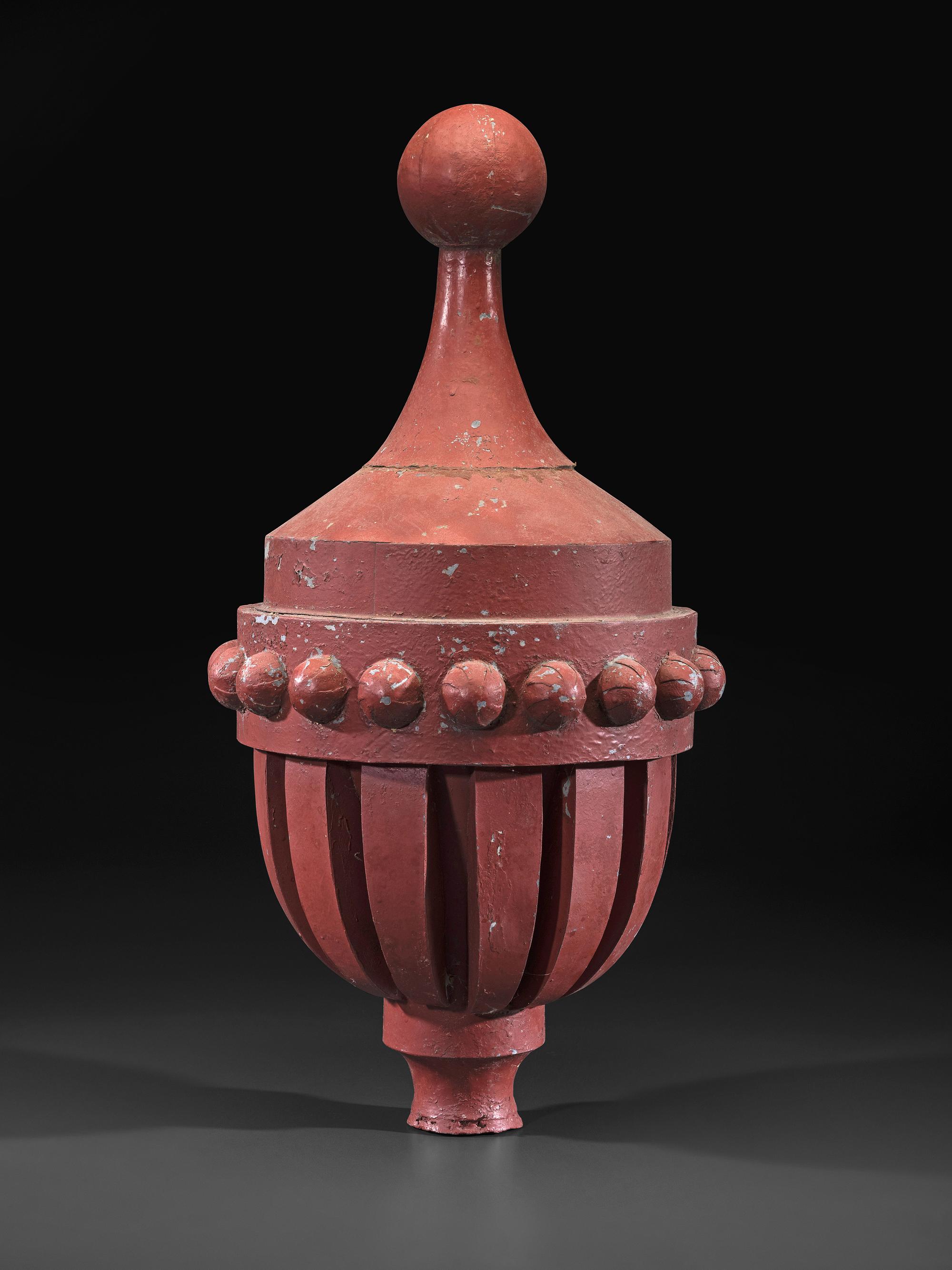 A Victorian Red Painted Tin House Finial