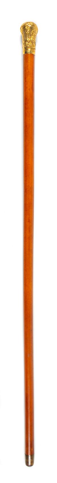 A Continental 22-Karat Gold Mounted Walking Stick Length 35 1/2 inches. — 19TH CENTURY