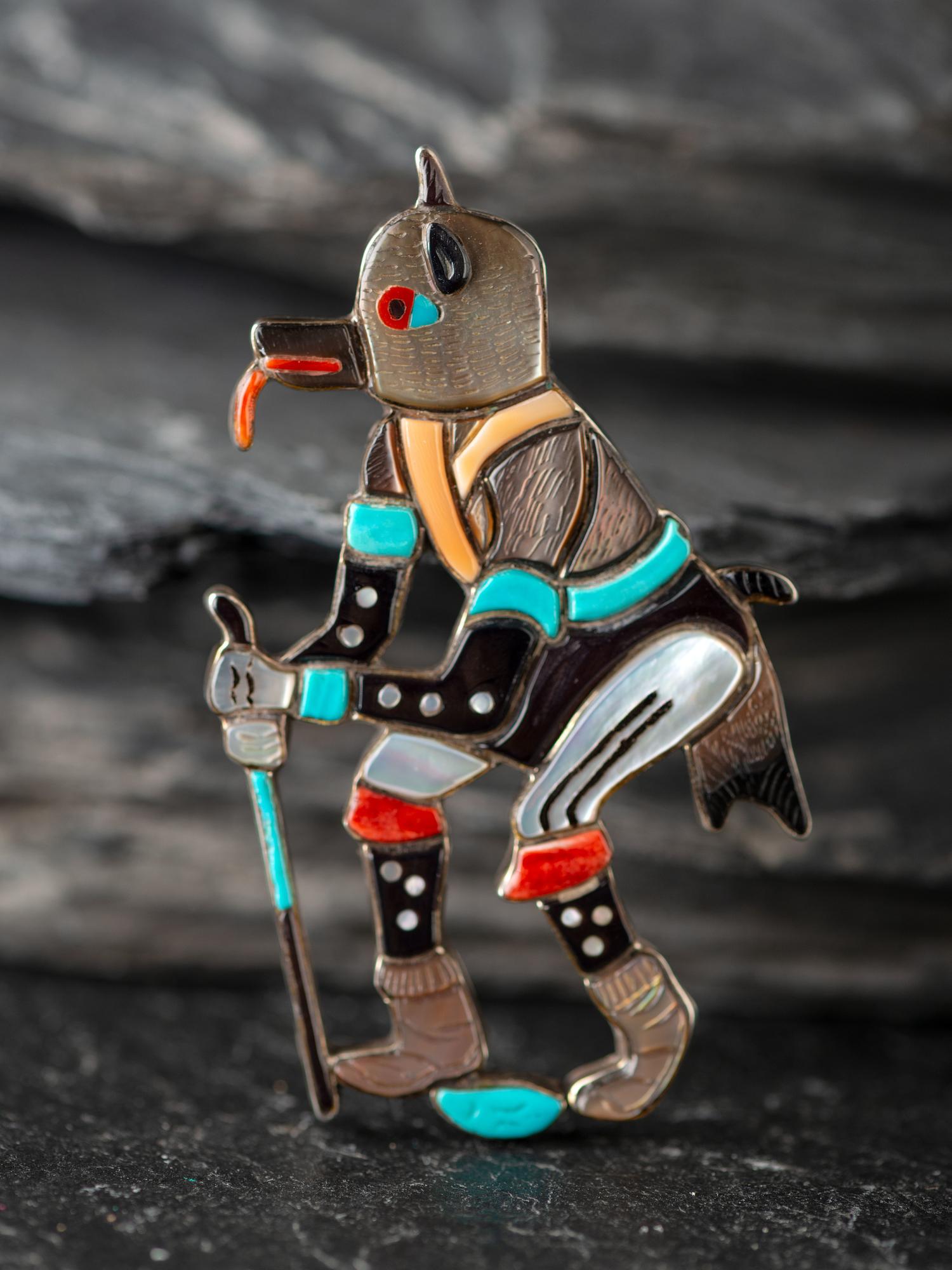 Mosaic Inlay Bear Katsina Pendant / Pin
