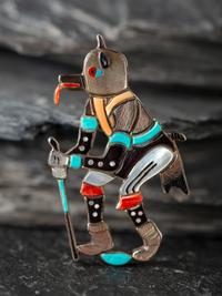 Mosaic Inlay Bear Katsina Pendant / Pin