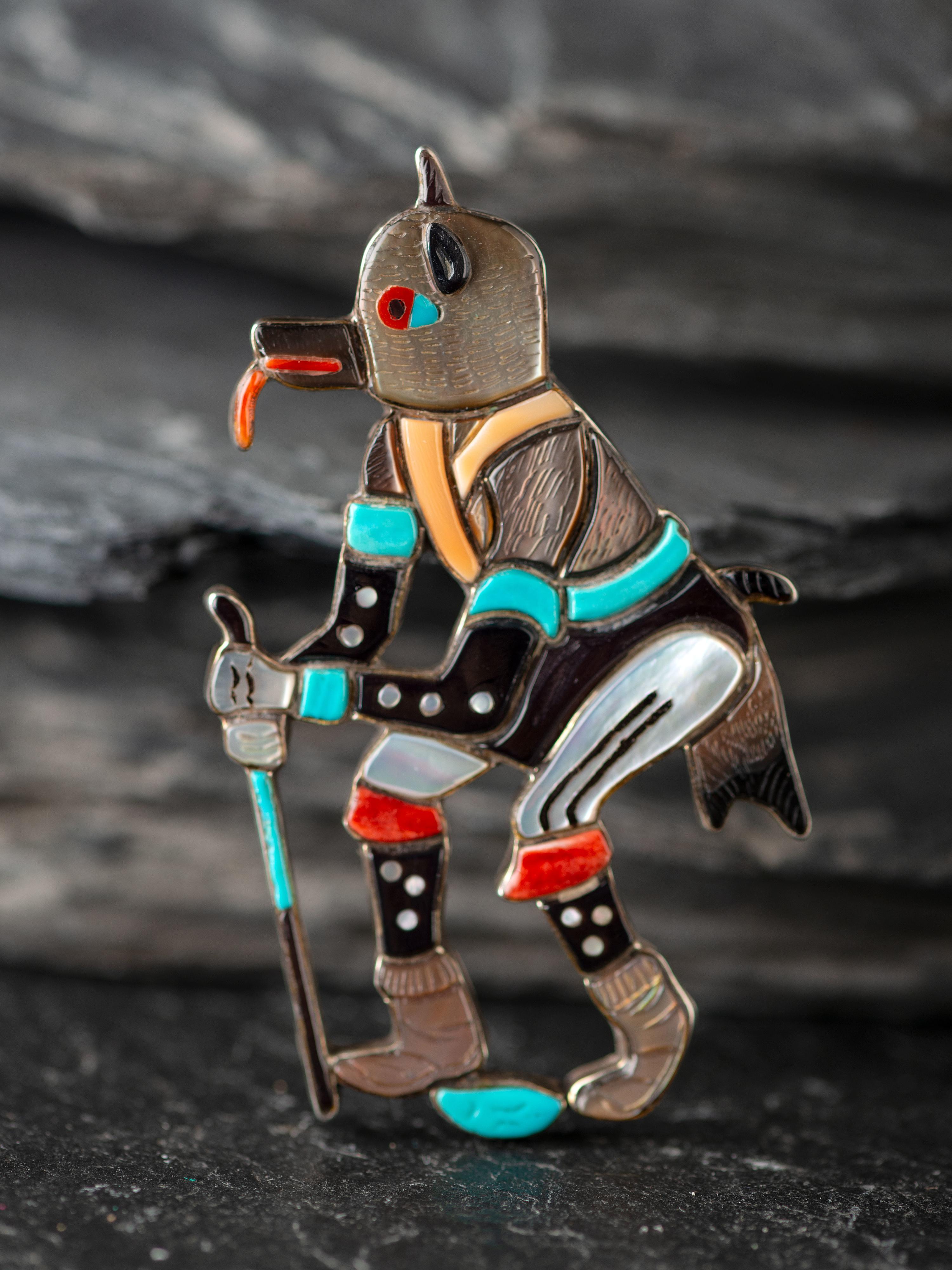 Mosaic Inlay Bear Katsina Pendant / Pin