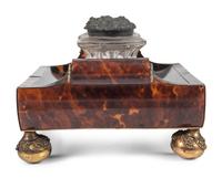 A Regency Tortoiseshell and Mother of Pearl Inkstand