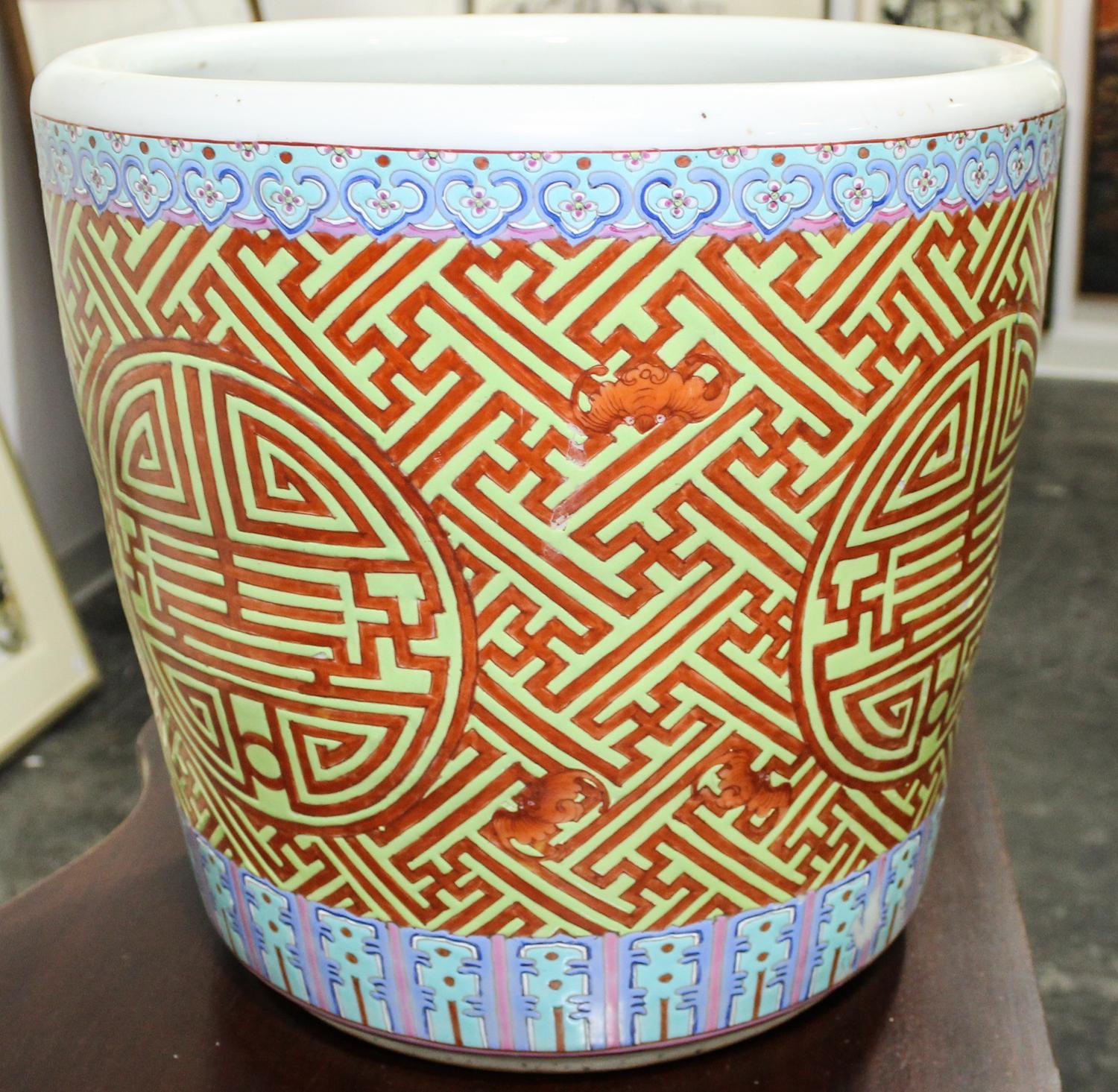 A Chinese Porcelain Jardiniere Height 13 1/2 inches.