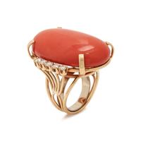 CORAL AND DIAMOND RING