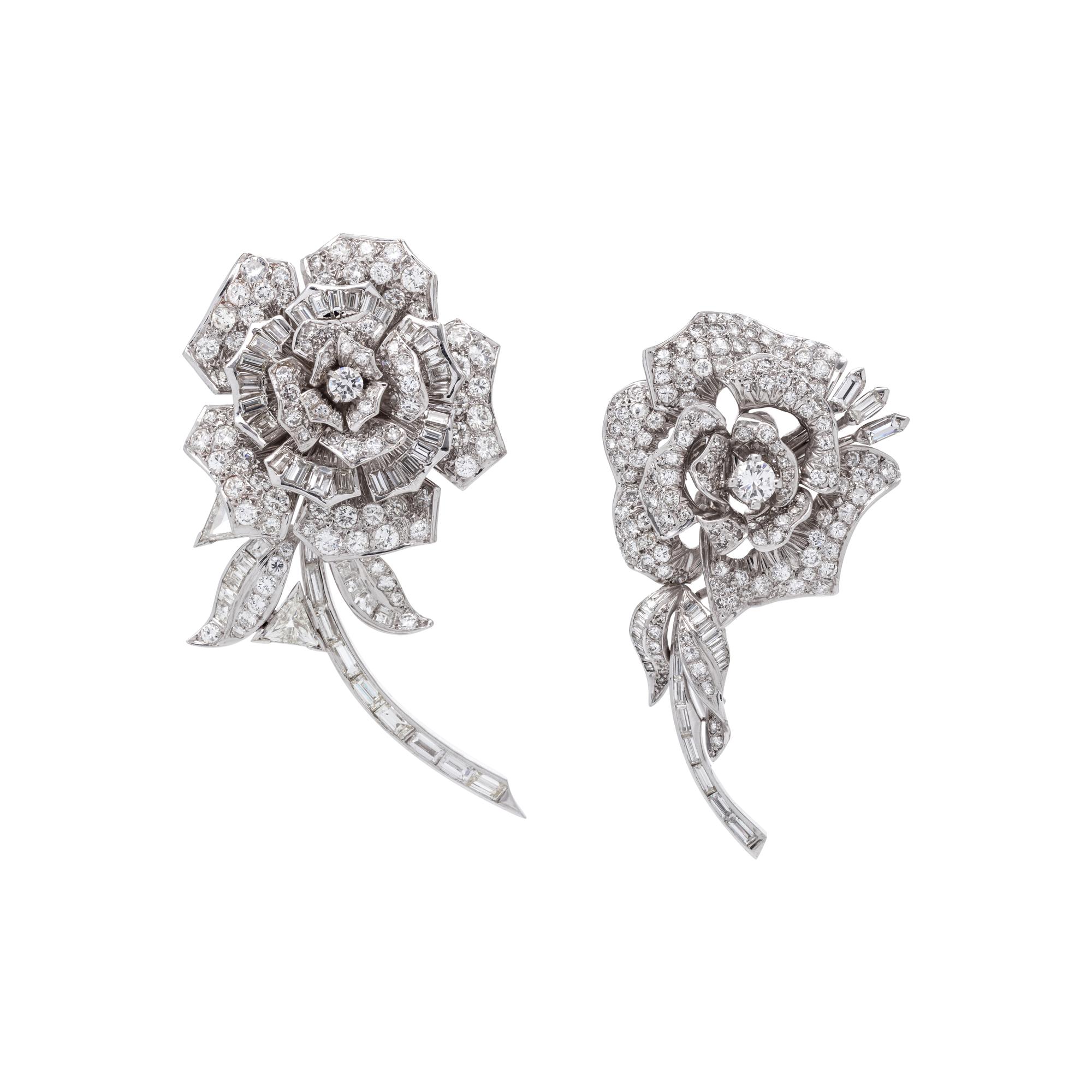 DIAMOND ROSE CONVERTIBLE BROOCH