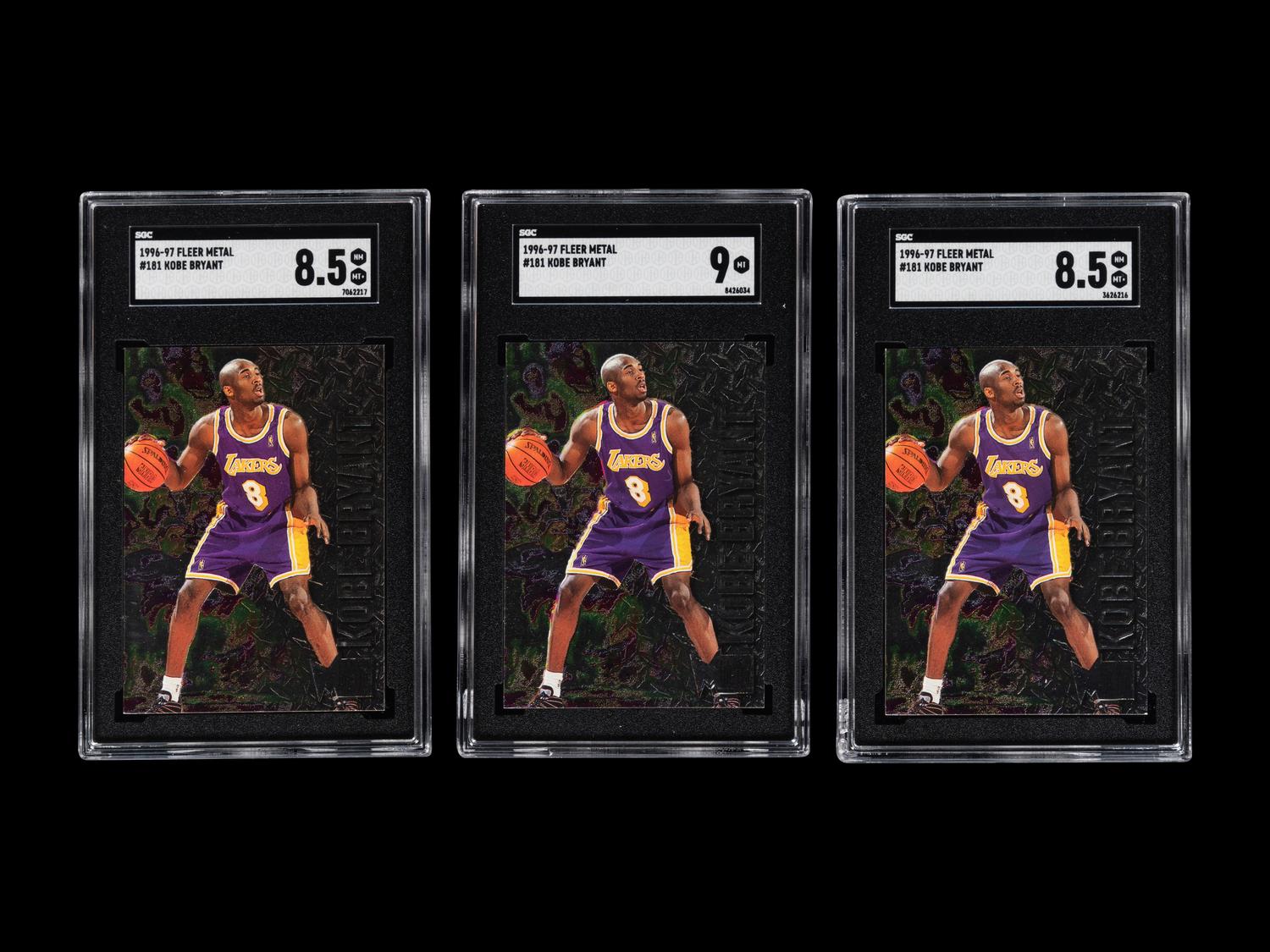 A Group of Three 1996-97 Fleer Metal Kobe Bryant Rookie Basketball Cards No. 181