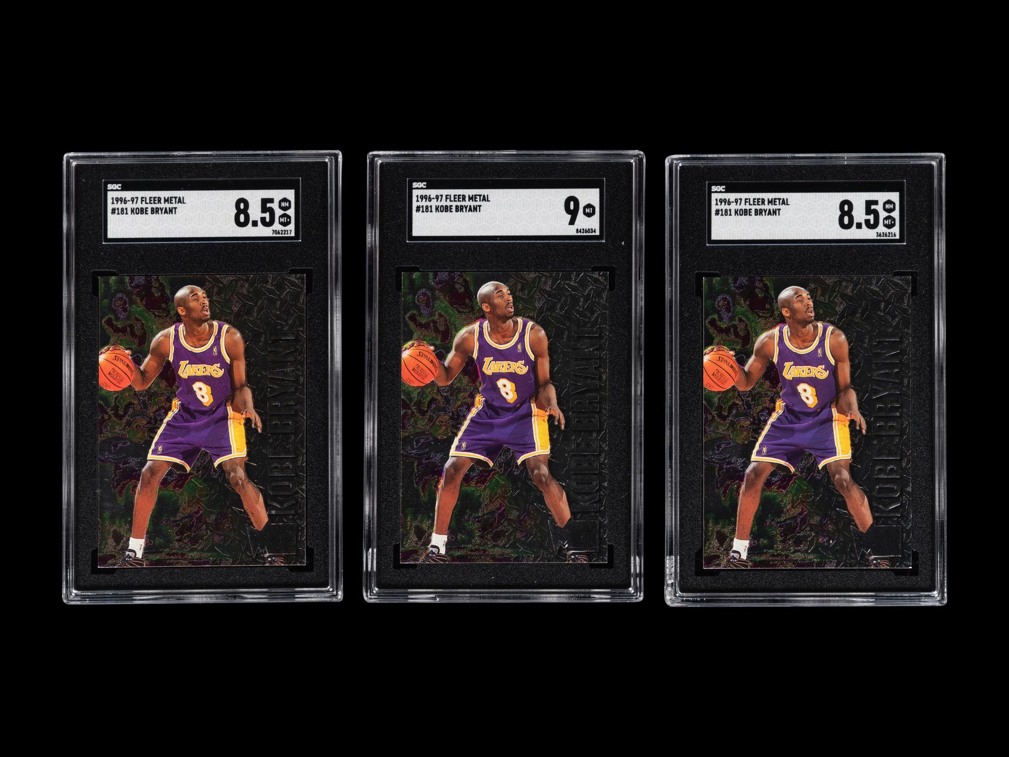 A Group of Three 1996-97 Fleer Metal Kobe Bryant Rookie Basketball Cards No. 181