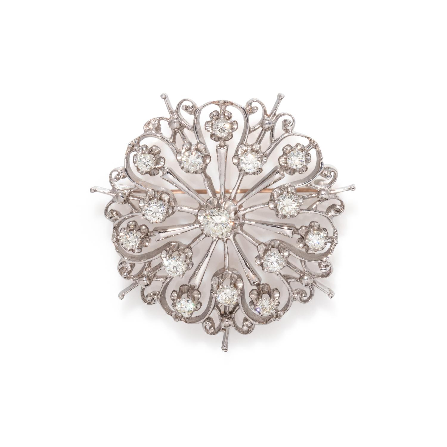 WHITE GOLD AND DIAMOND BROOCH