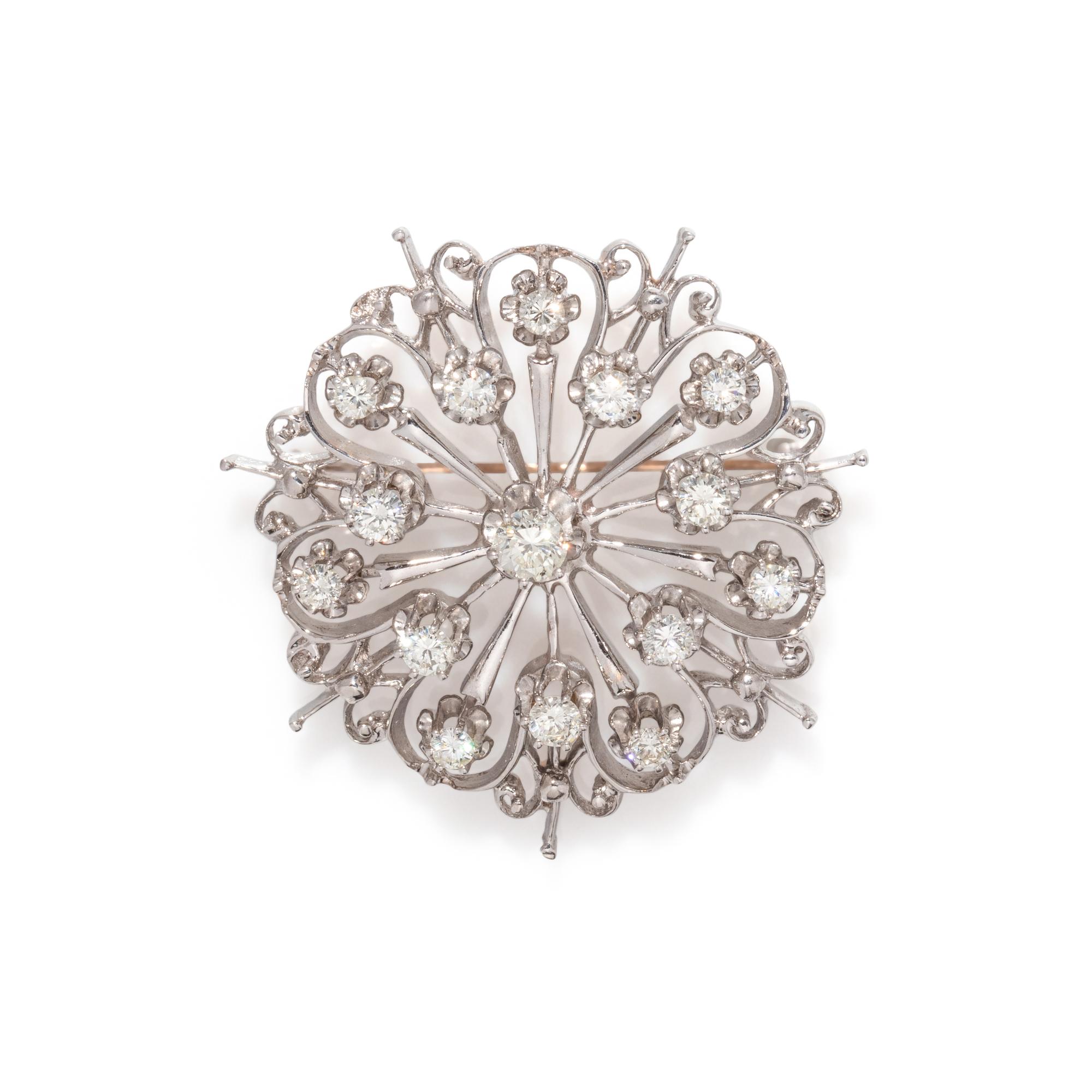 WHITE GOLD AND DIAMOND BROOCH