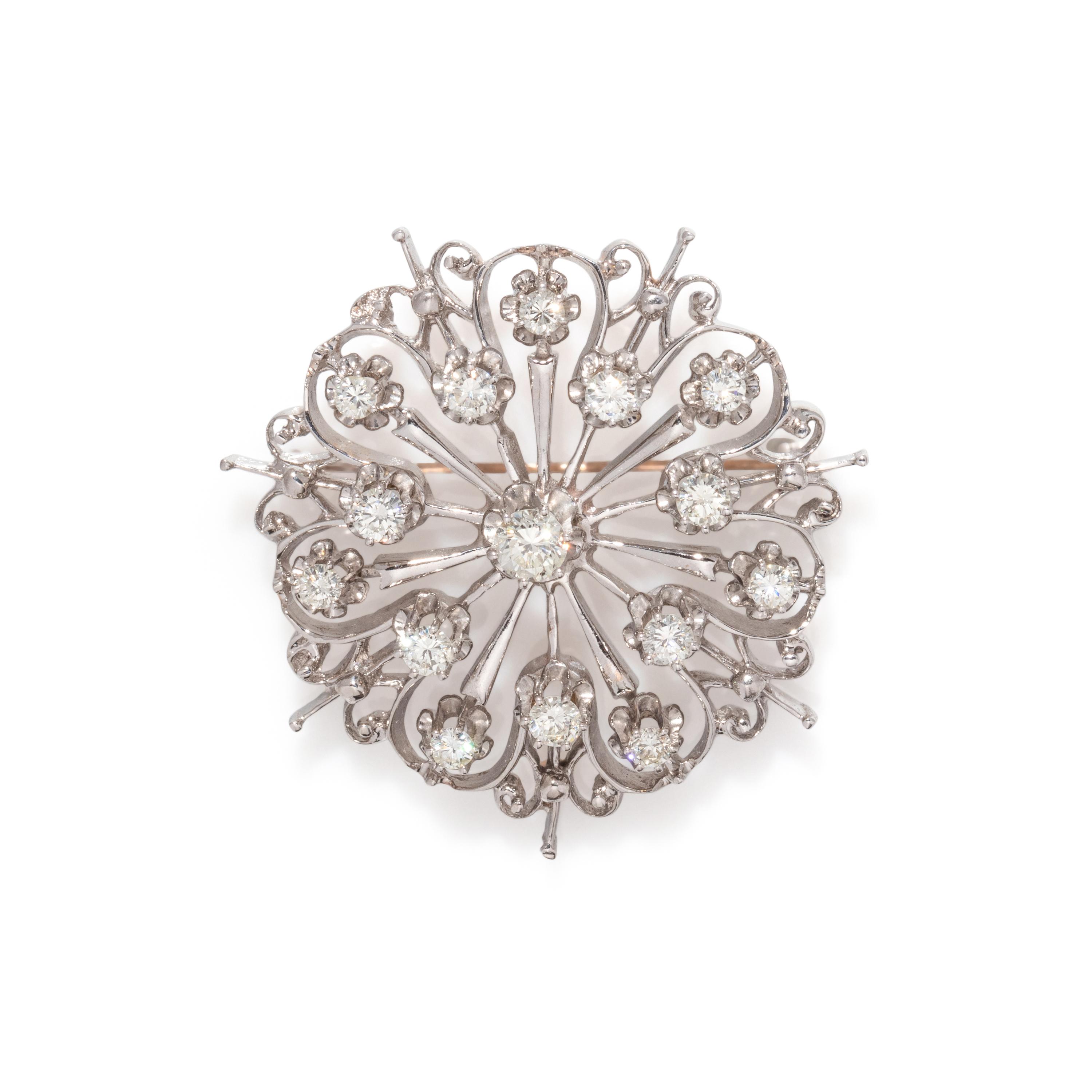WHITE GOLD AND DIAMOND BROOCH