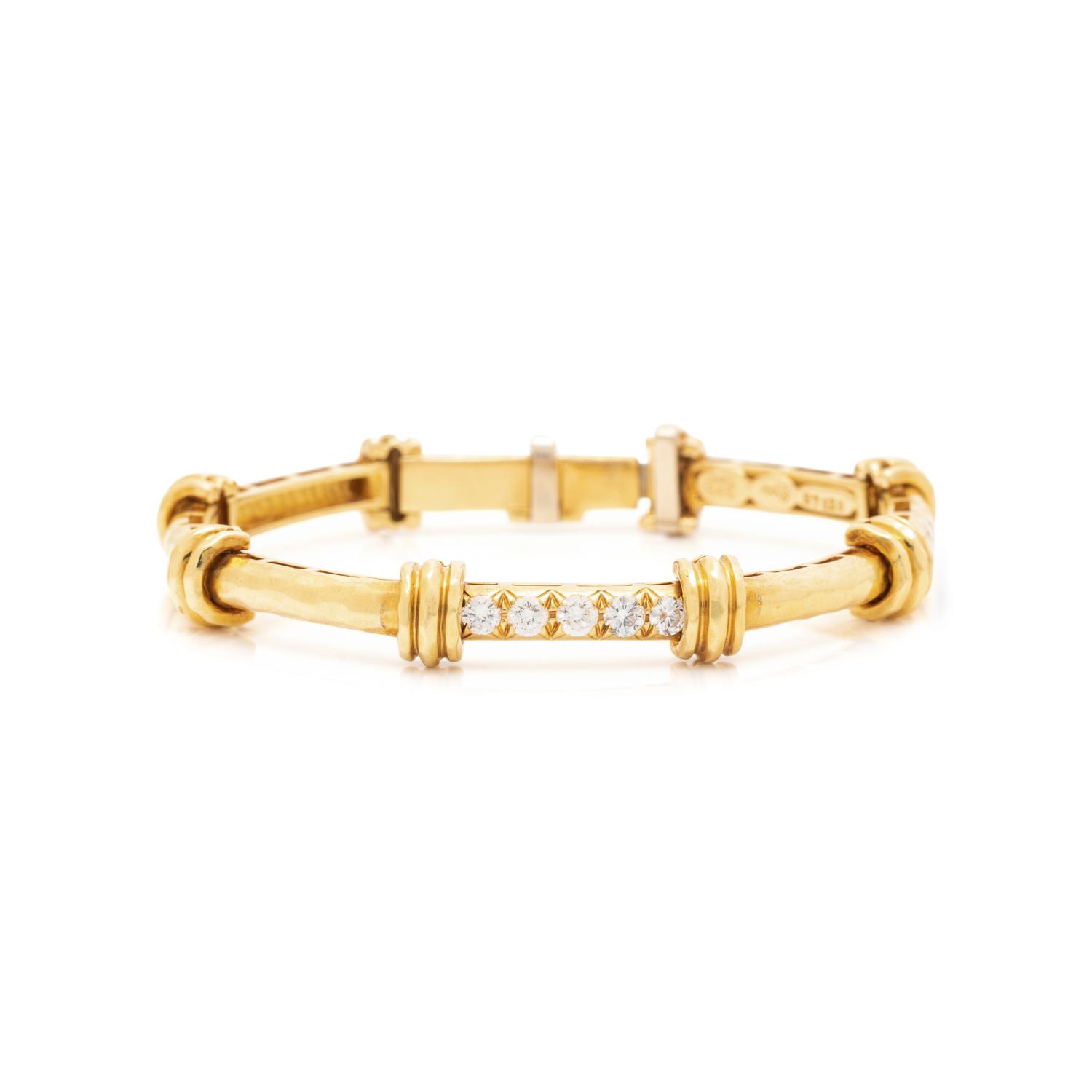 HENRY DUNAY, YELLOW GOLD AND DIAMOND BRACELET