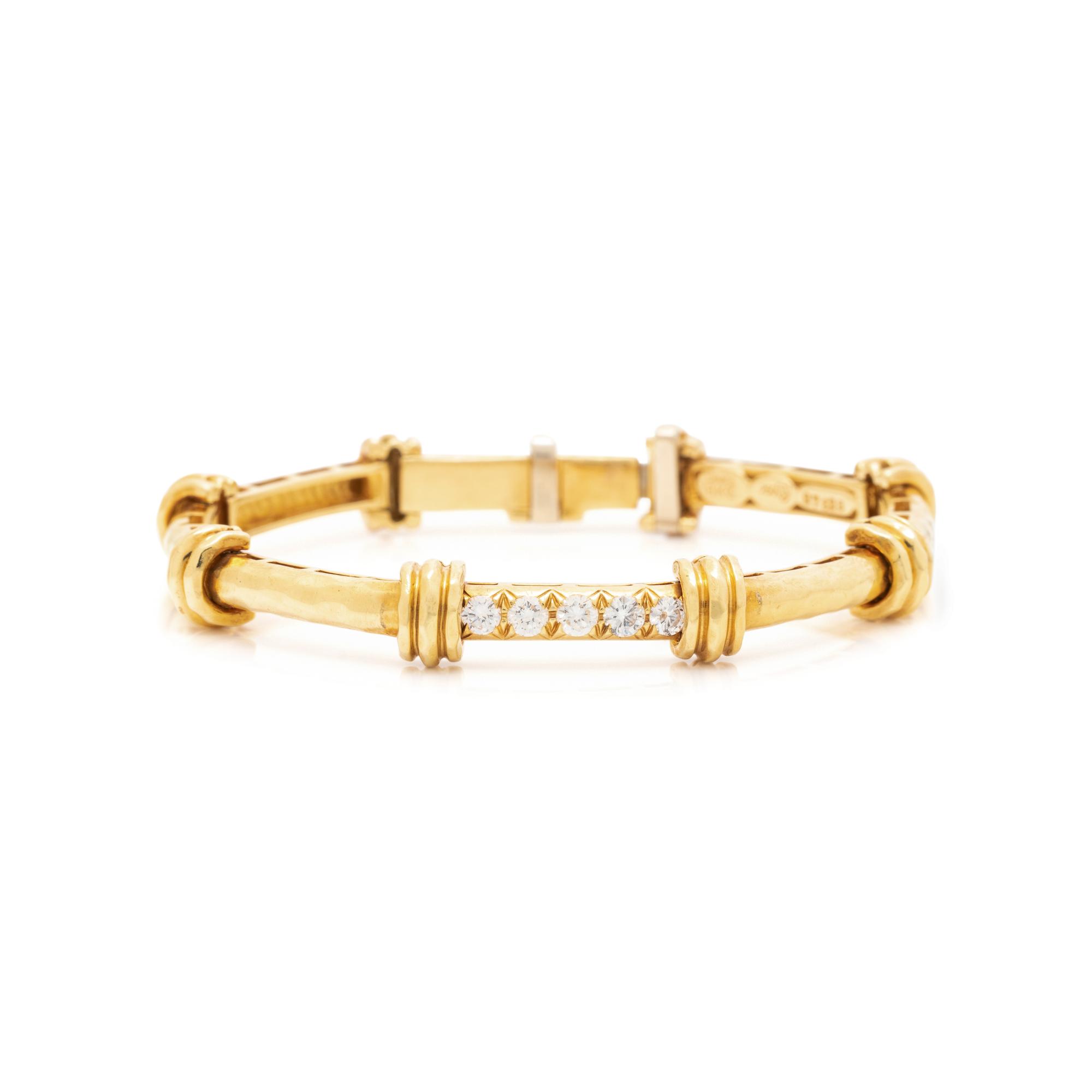 HENRY DUNAY, YELLOW GOLD AND DIAMOND BRACELET