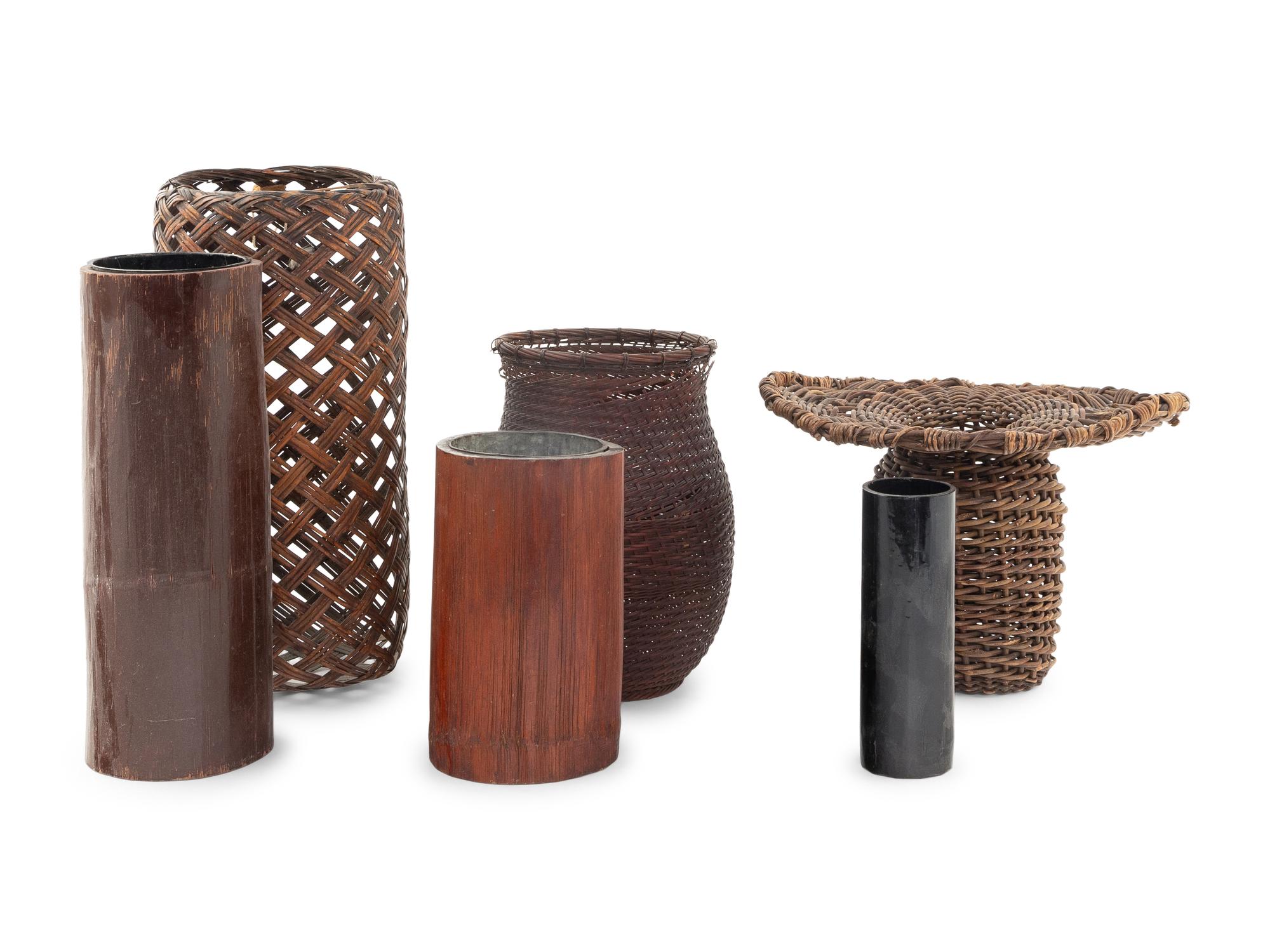 Four Japanese Bamboo Ikebana Baskets