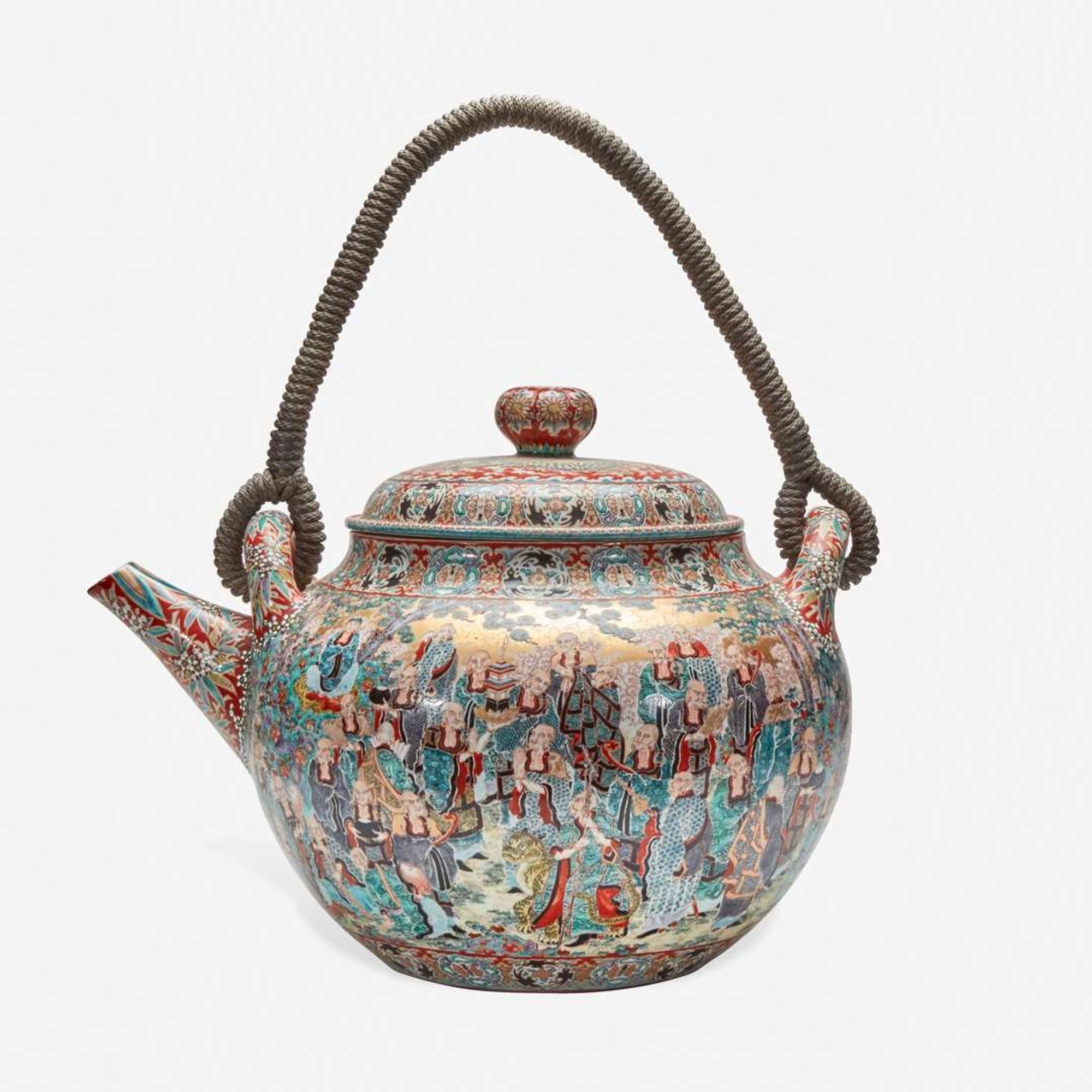 An unusual massive Japanese Kutani - style porcelain teashop sign 巨型日本茶壶招牌 Meiji/Taisho period ?????