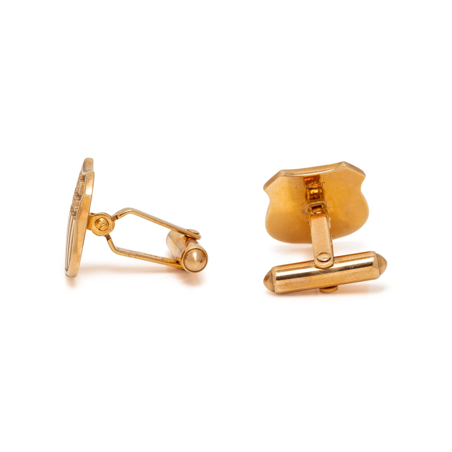 CARTIER, YELLOW GOLD 'UNION PACIFIC' CUFFLINKS