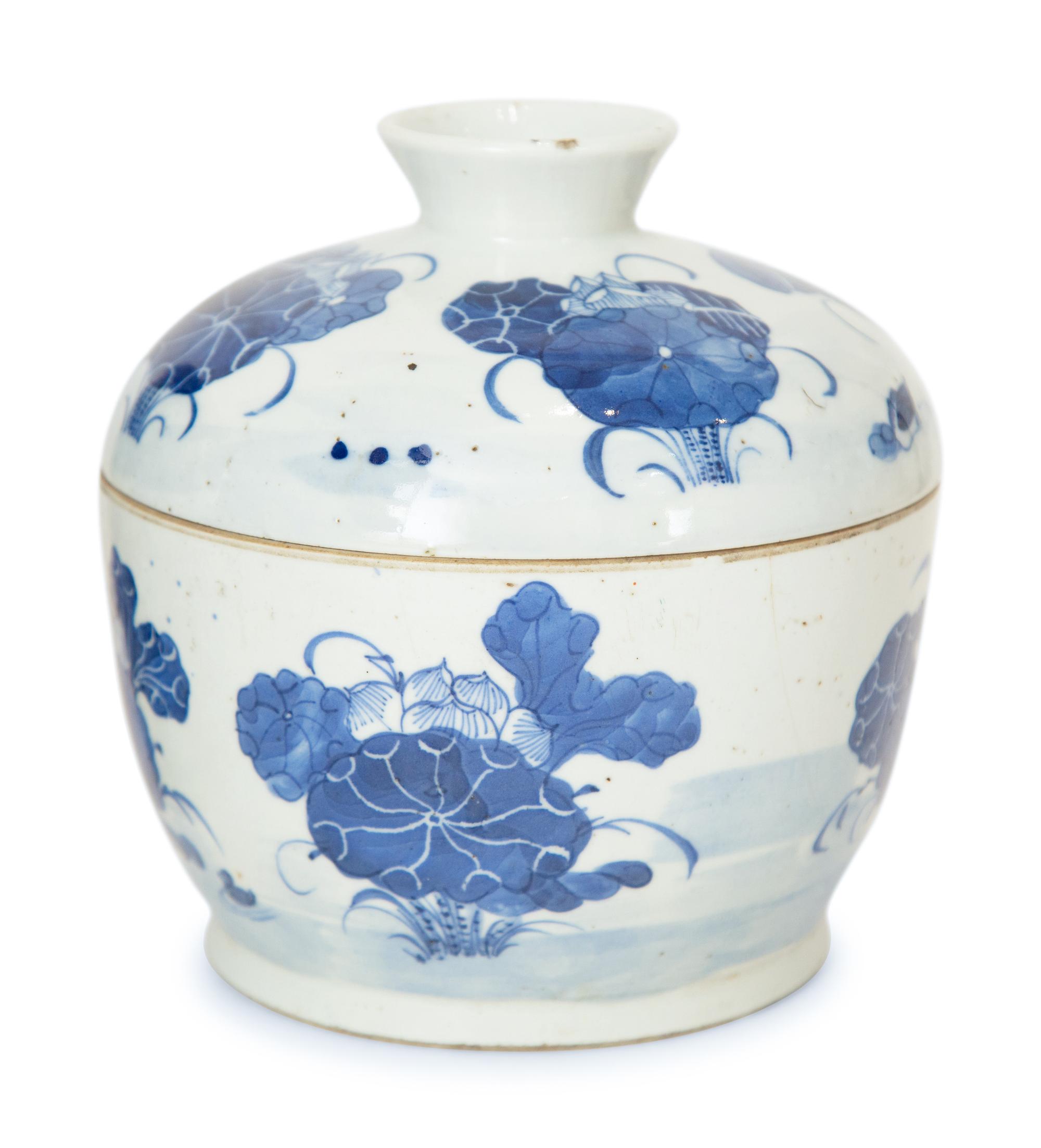 Three Chinese Blue and White Porcelain Covered Jars