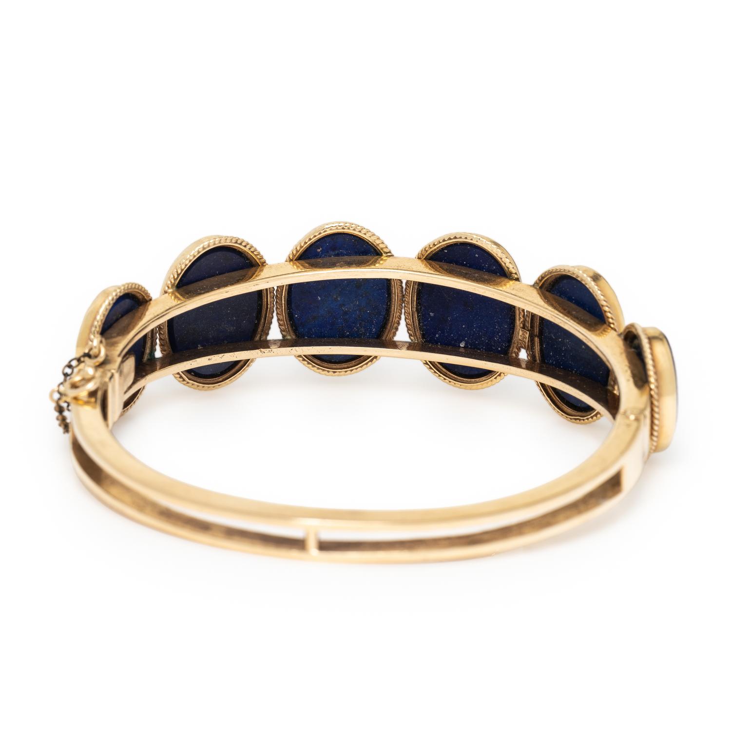 Lapis Lazuli and Yellow Gold Bangle Bracelet