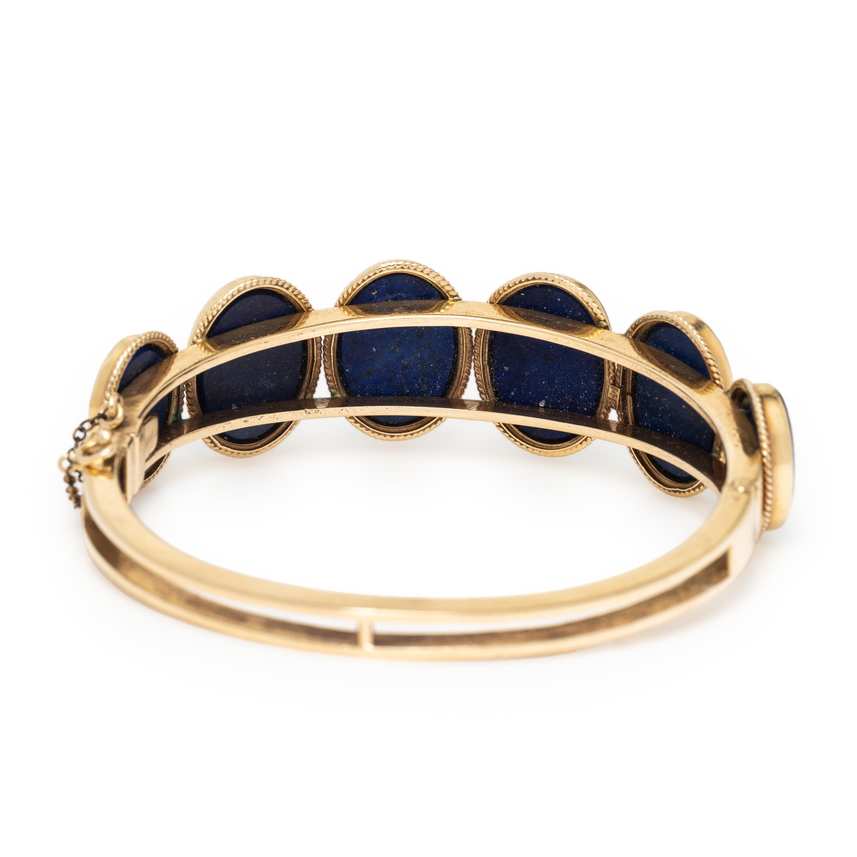 Lapis Lazuli and Yellow Gold Bangle Bracelet