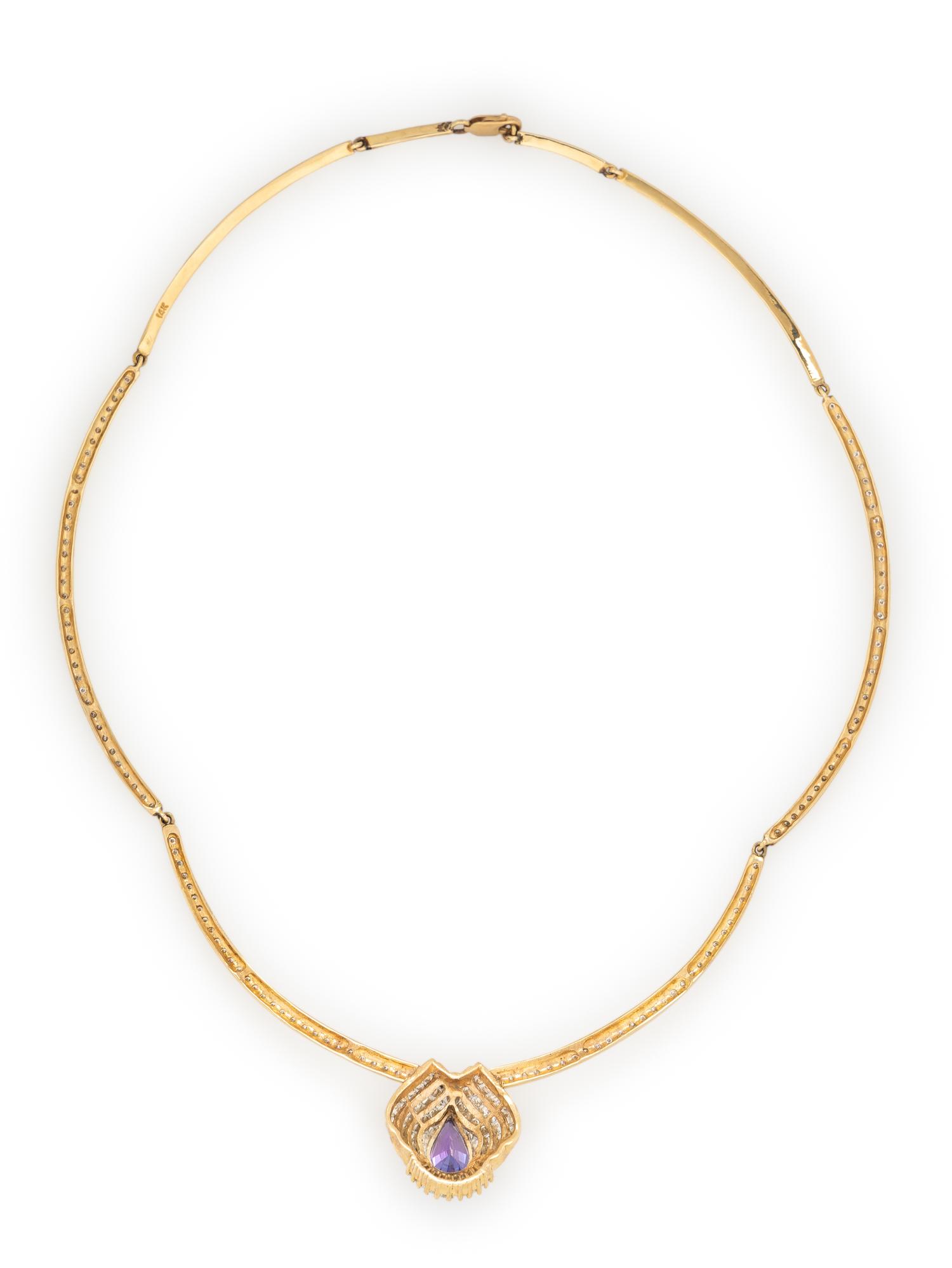 TANZANITE, DIAMOND, AND YELLOW GOLD NECKLACE