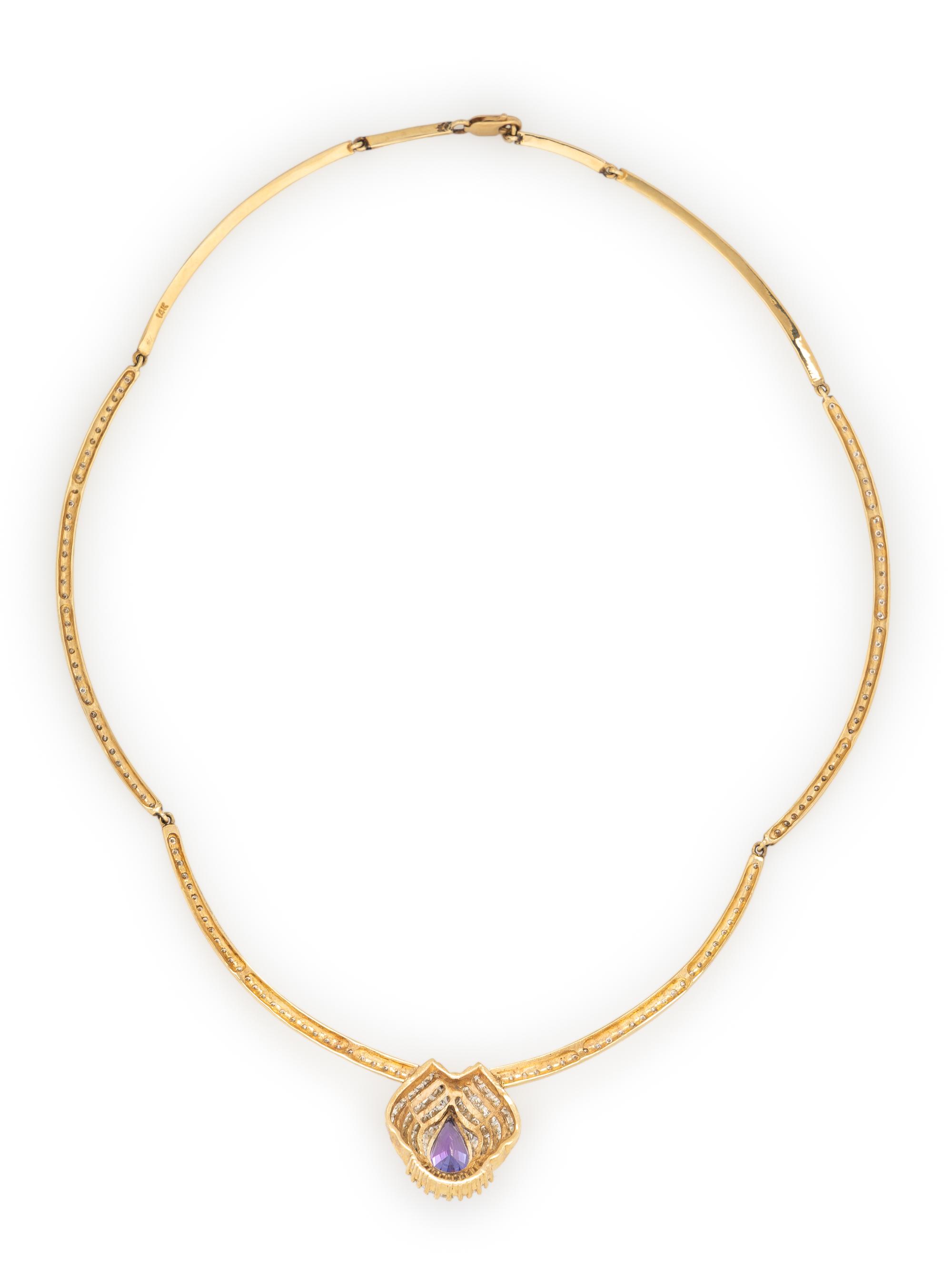 TANZANITE, DIAMOND, AND YELLOW GOLD NECKLACE