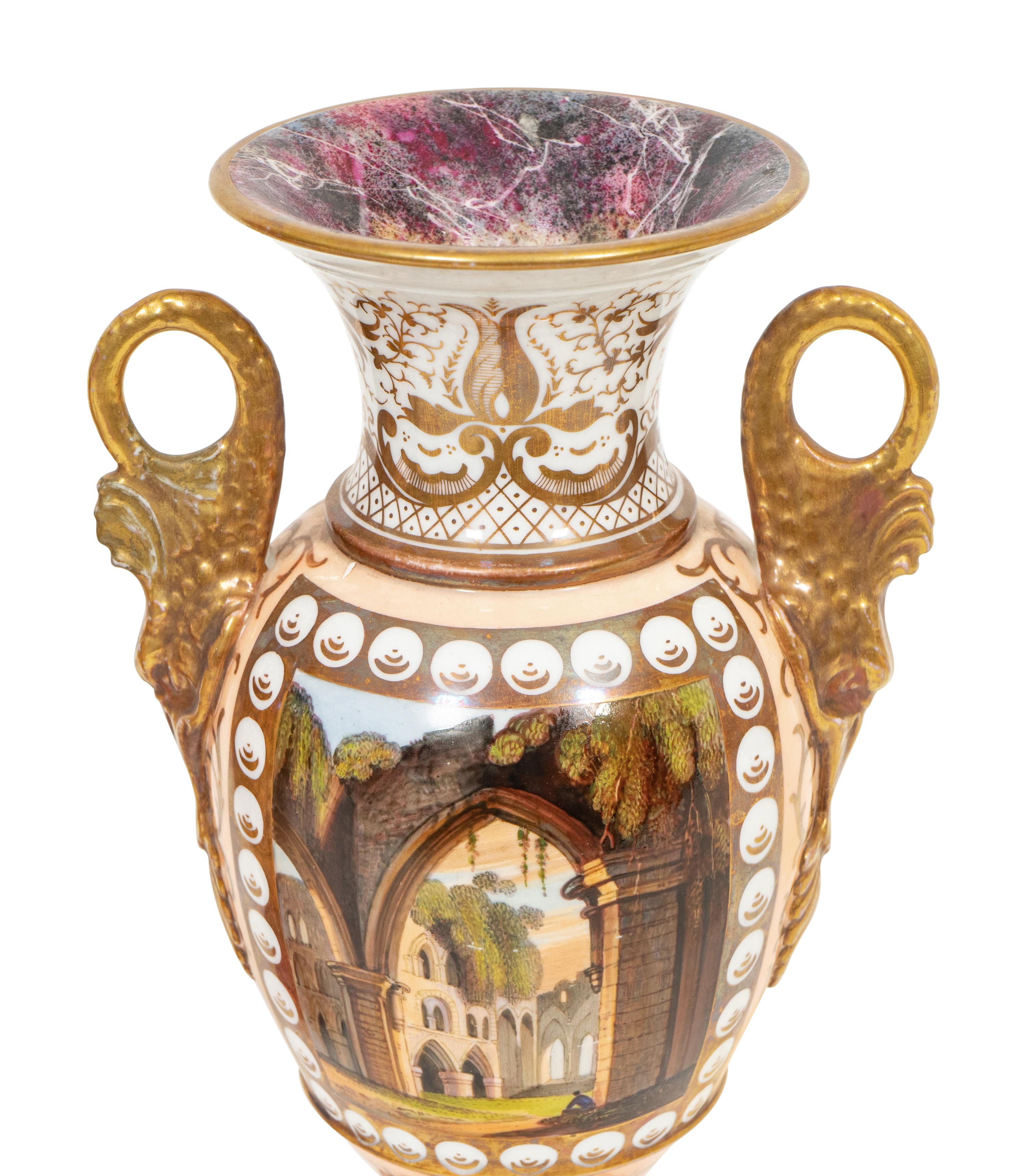 A Pair of Paris Porcelain Topographical Vases