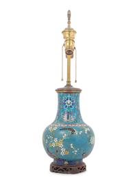 A Chinese Cloisonné Vase Mounted as a Lamp