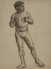 Étude de Boxeur Debout, Poings Rabattus, 1897