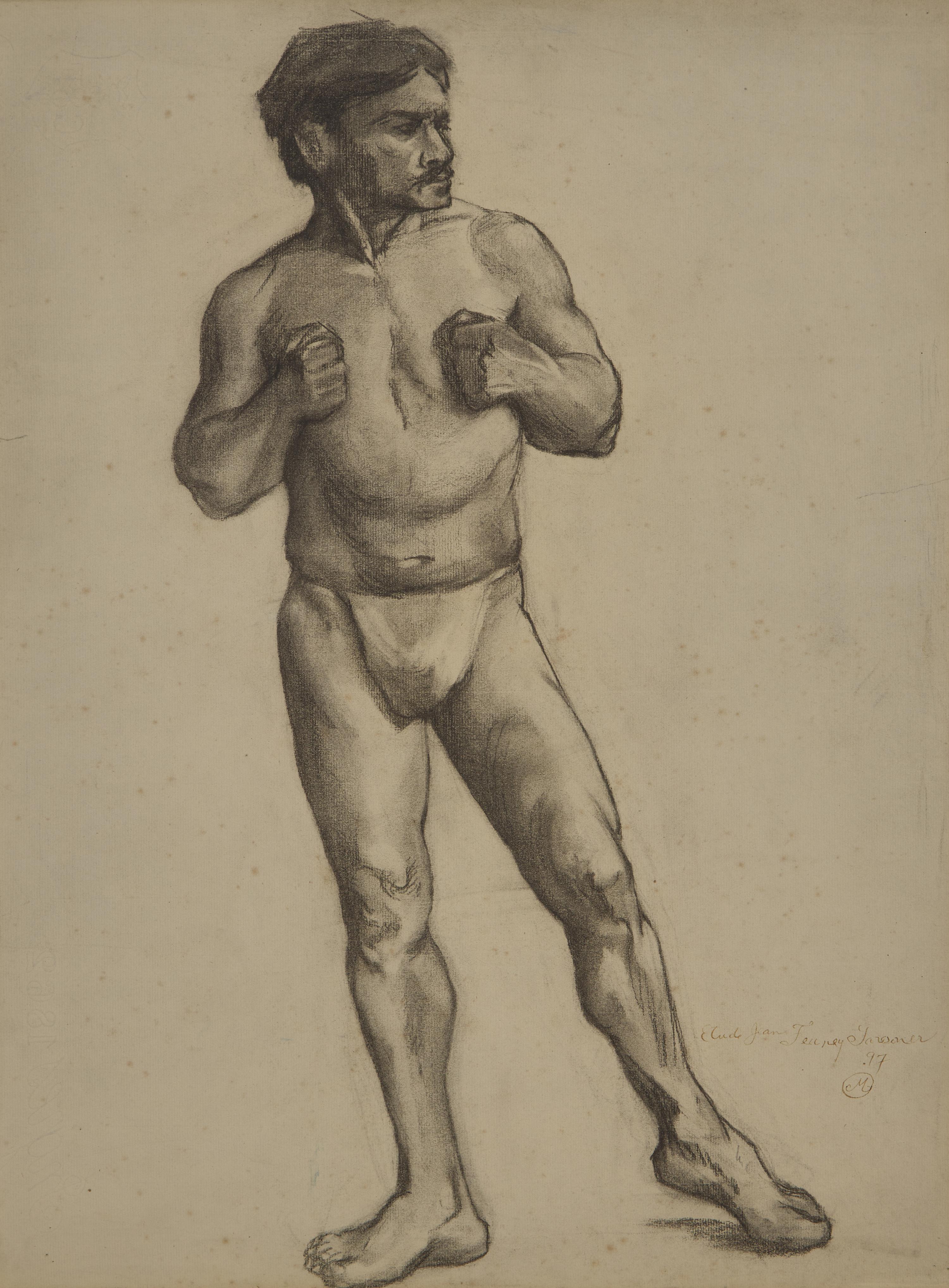 Étude de Boxeur Debout, Poings Rabattus, 1897