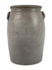 A Pennsylvania Cobalt-Stenciled Four-Gallon Stoneware Crock
